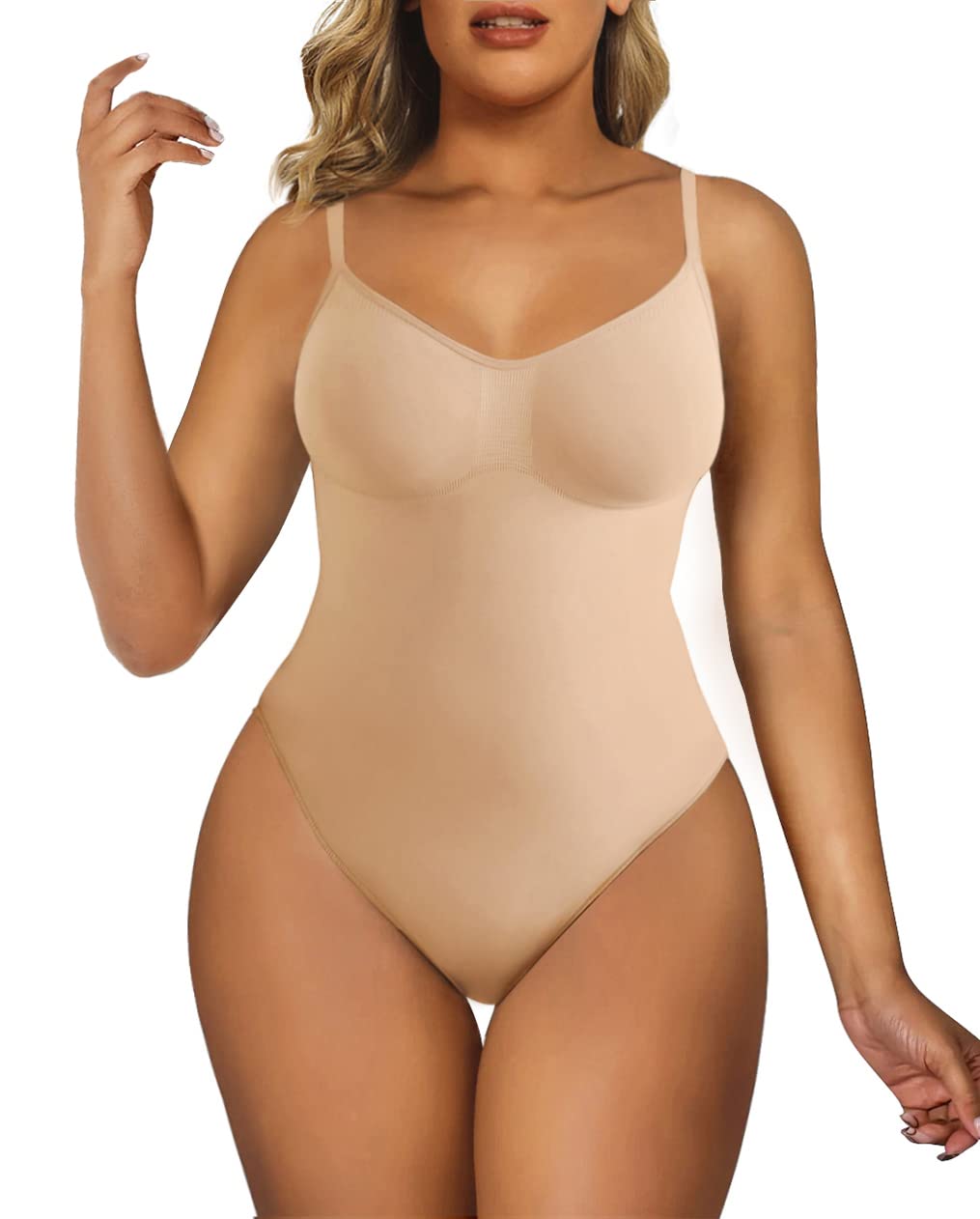 SHAPERX Shapewear Damen Bauchweg Bodysuit Formender Body Shaper Sculpting Tanga mit Verstellbarer Schultergurt
