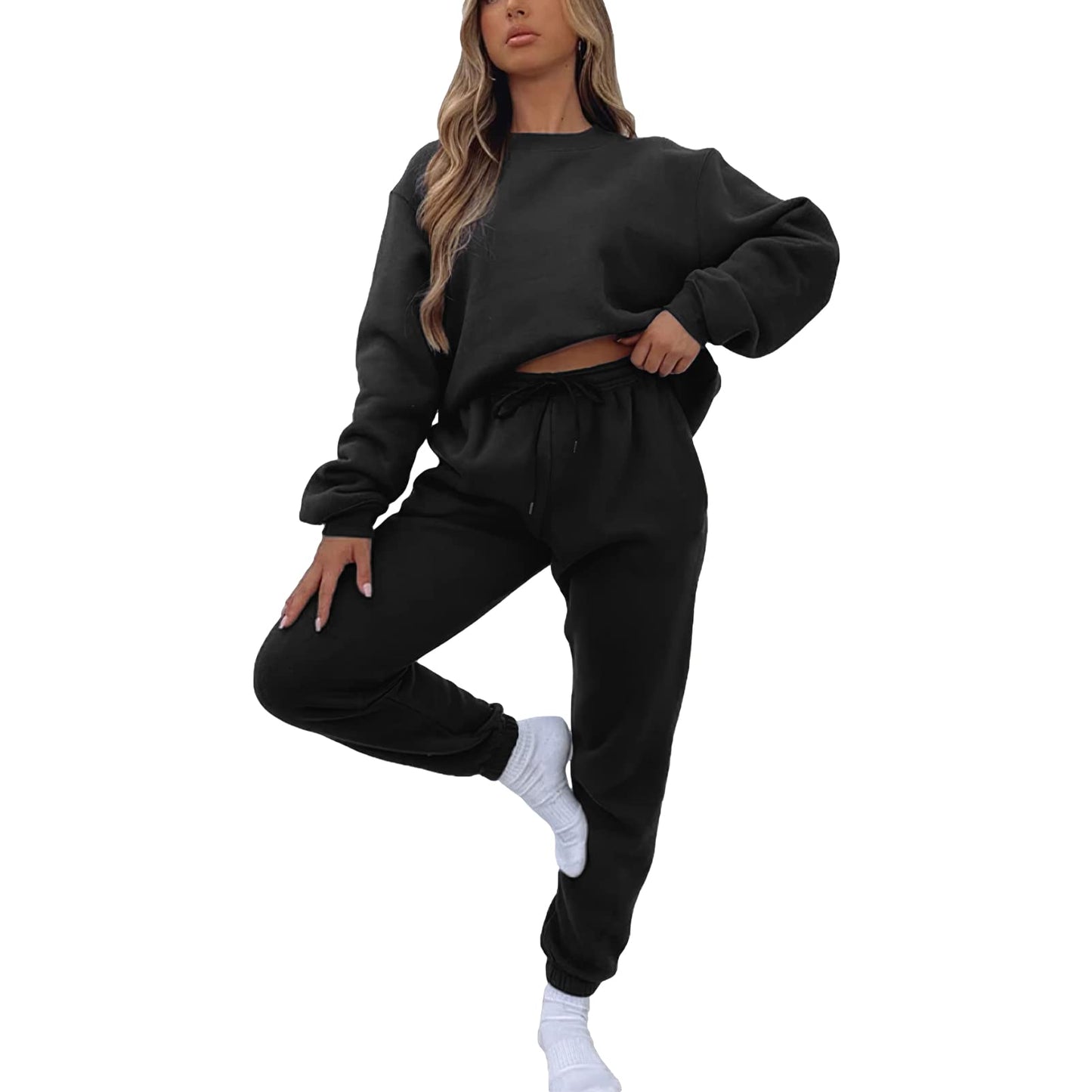 amropi Trainingsanzug Damen Pullover Sweatshirt und Jogginghose Warm Vlies Kleidungsset