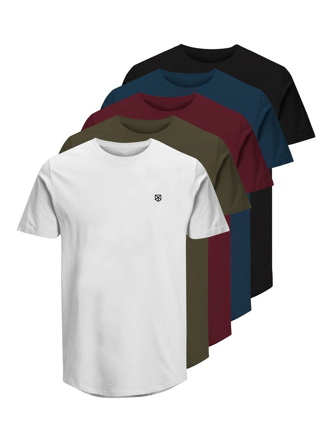 JACK & JONES Herren Rundhals T-Shirt JPRBLABRODY - Regular Fit 5er Pack XS S M L XL XXL 100% Baumwolle