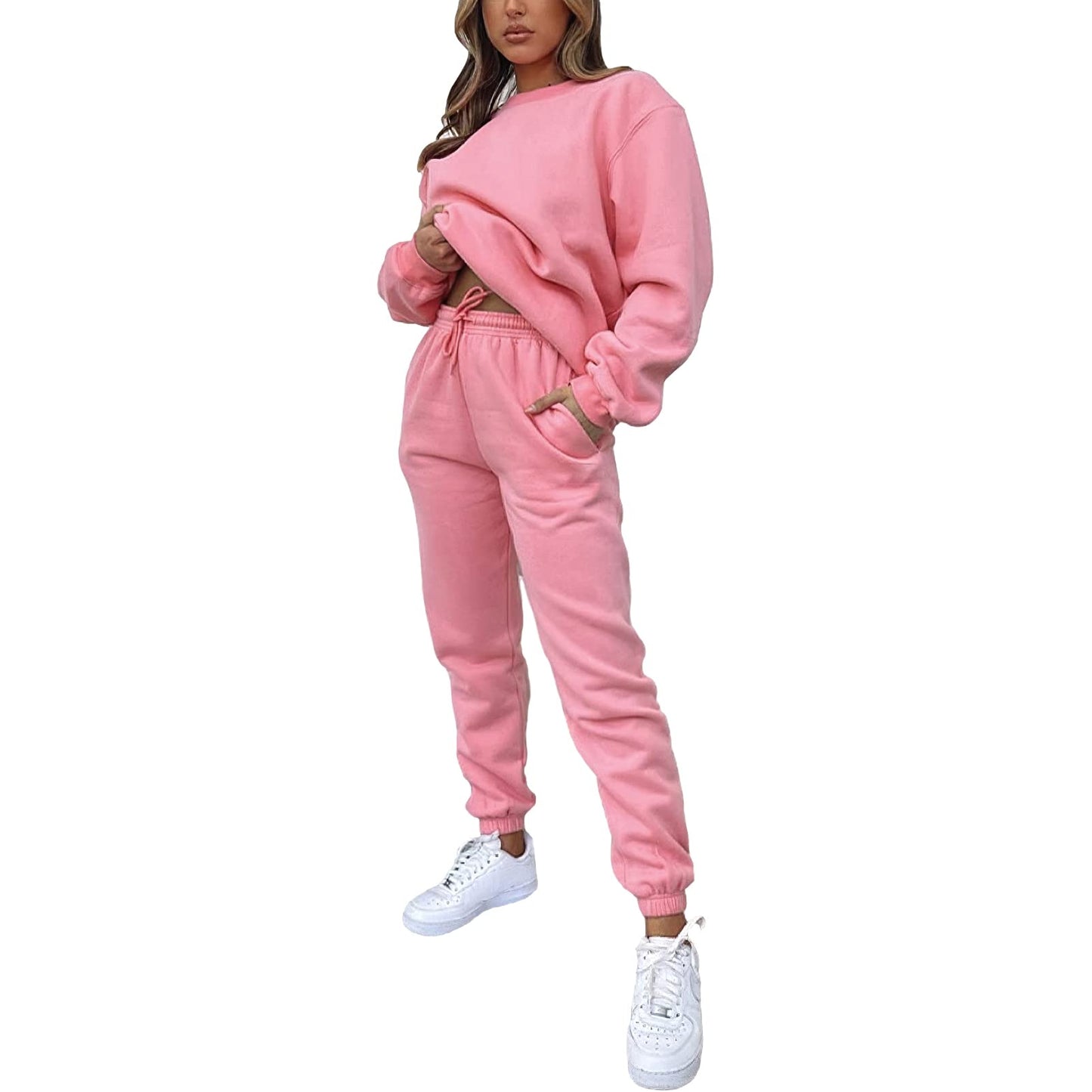 amropi Trainingsanzug Damen Pullover Sweatshirt und Jogginghose Warm Vlies Kleidungsset