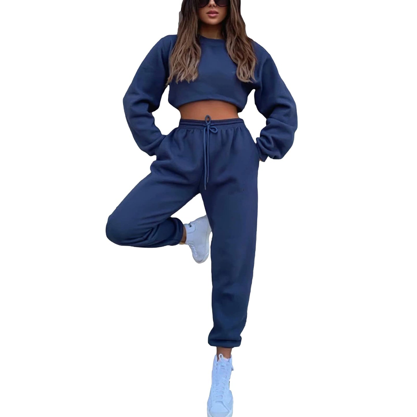amropi Trainingsanzug Damen Pullover Sweatshirt und Jogginghose Warm Vlies Kleidungsset