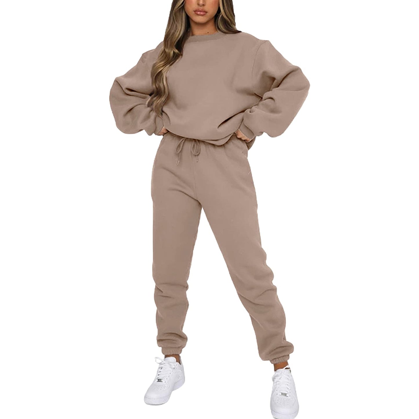 amropi Trainingsanzug Damen Pullover Sweatshirt und Jogginghose Warm Vlies Kleidungsset