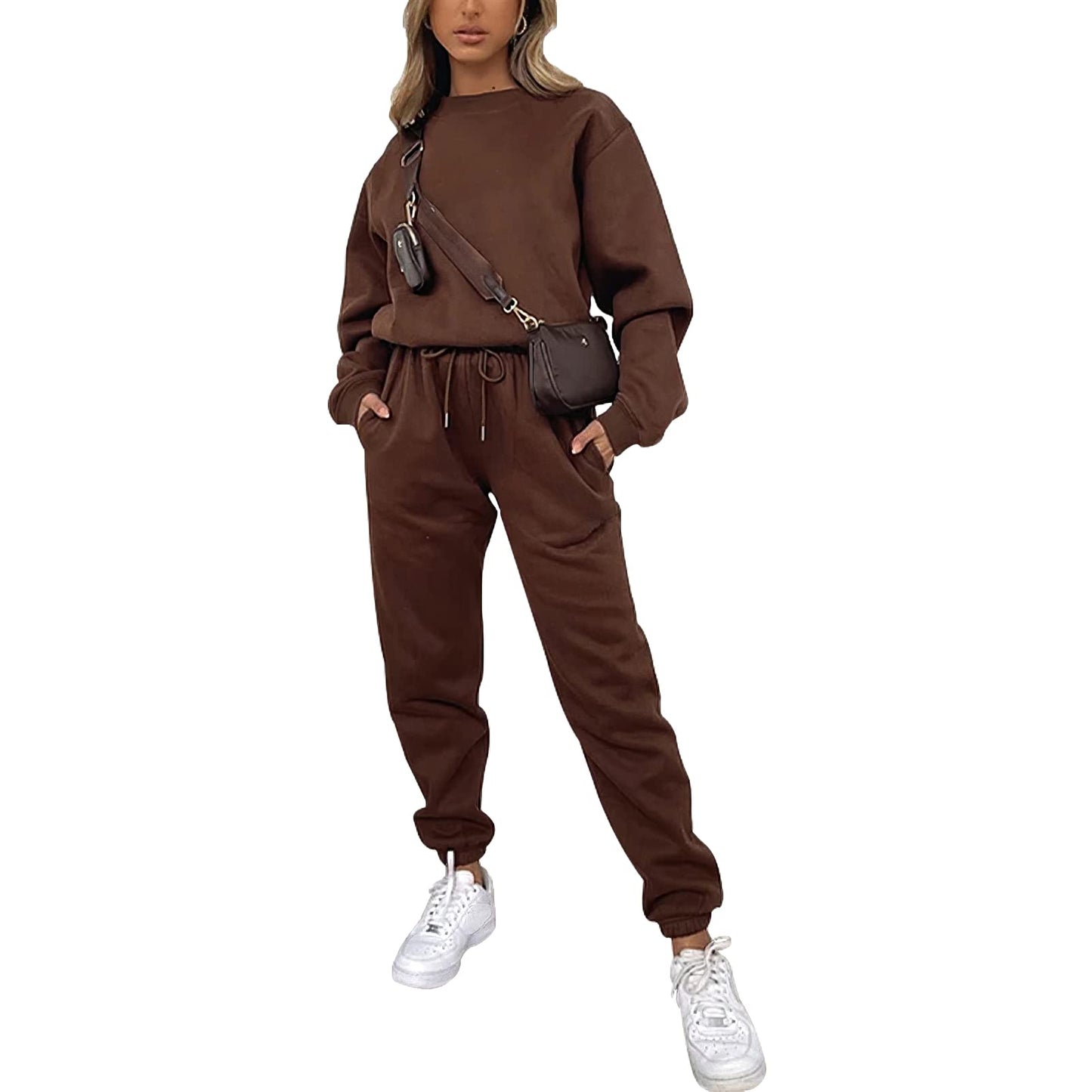 amropi Trainingsanzug Damen Pullover Sweatshirt und Jogginghose Warm Vlies Kleidungsset
