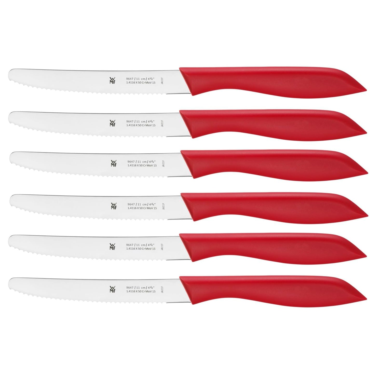 WMF Classic Line Frühstücksmesser Set 6-teilig, 23 cm, Brötchenmesser Wellenschliff, Brotzeitmesser, Spezialklingenstahl, Kunststoffgriff, schwarz