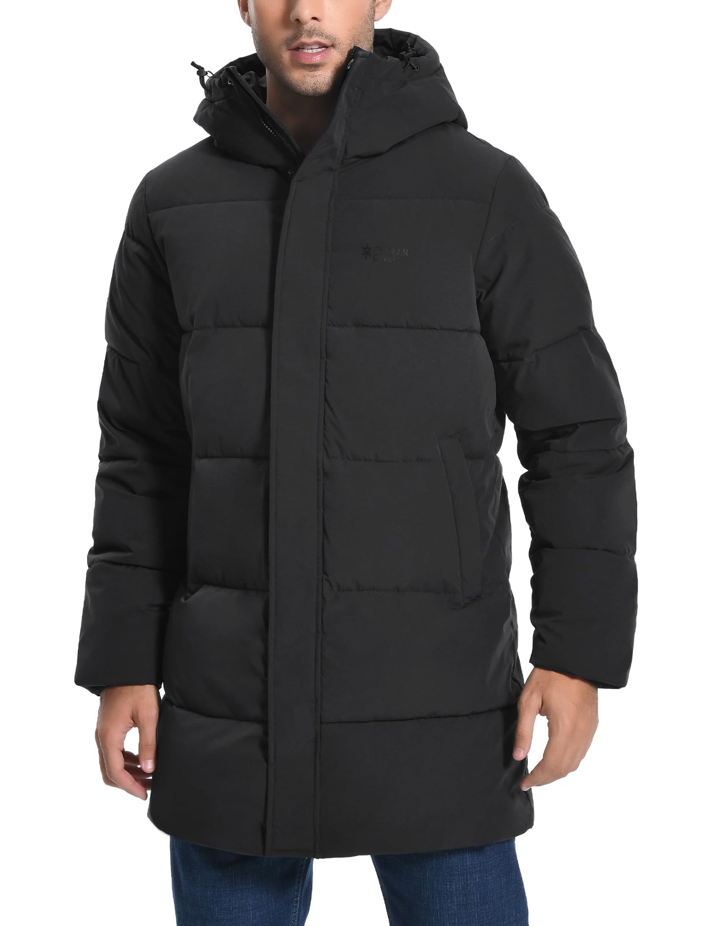 Pioneer Camp Men's Winter Jacket Long Windproof Waterproof Warm Down Jacket Winter Outdoor Parka Jacket with Hood