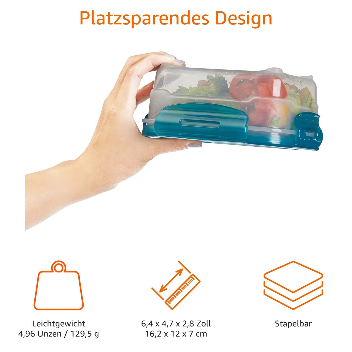 Amazon Basics Gefrierbehälter im Set, mit Deckel, luftdicht, auslaufsicher, stapelbar, für Kühlschrank/Gefriertruhe, BPA-frei, Kunststoff, mikrowellen- und spülmaschinenfest, 3 x 0.6 l, hellblau