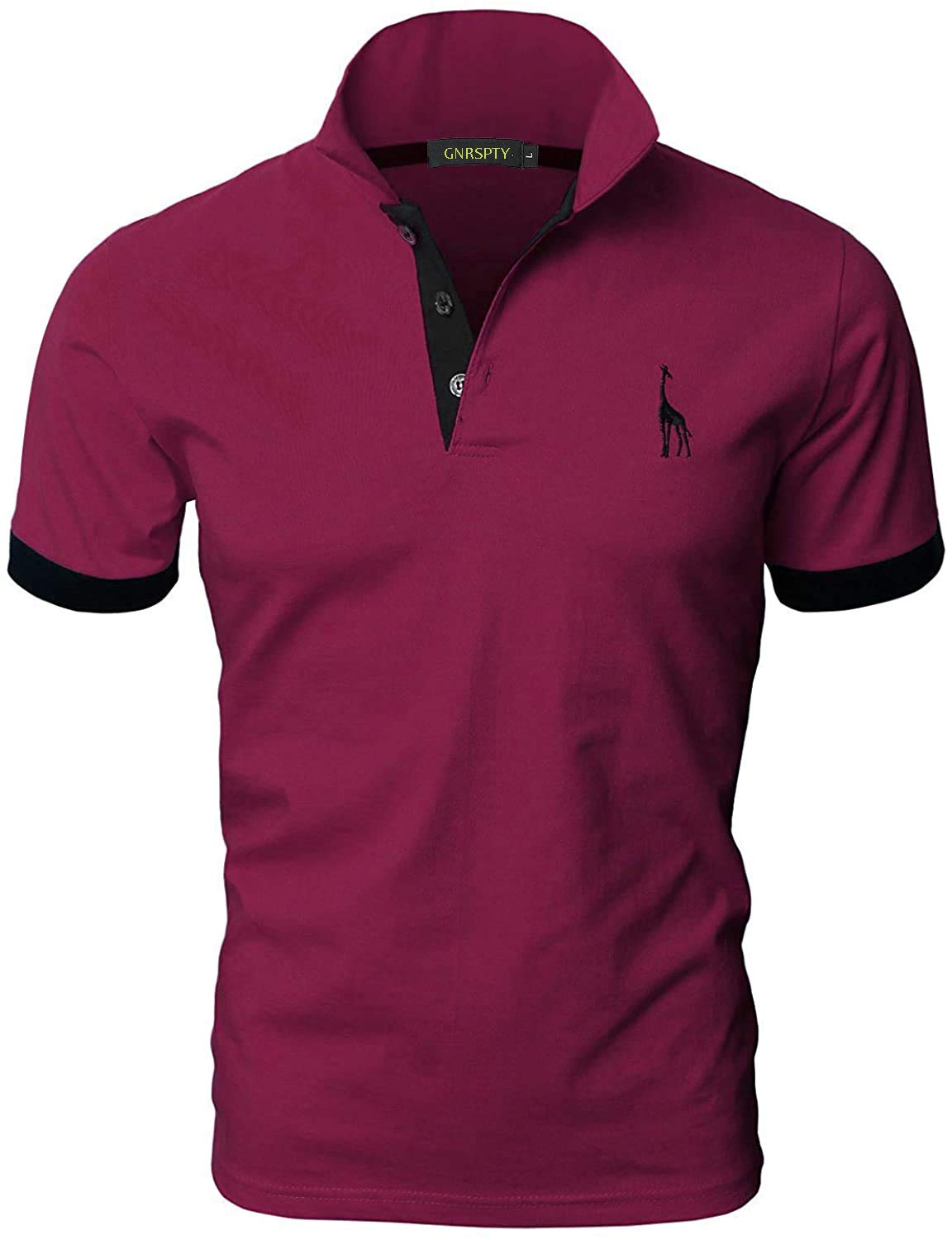 GNRSPTY Poloshirt Herren Kurzarm Polohemd Giraffe Stickerei Einfarbig T-Shirt M-3XL