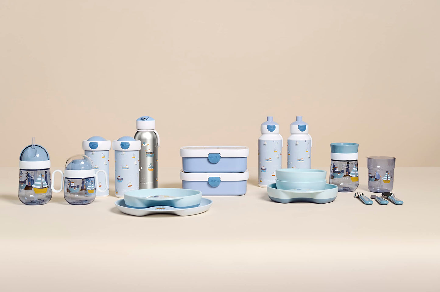 Mepal Brotdose Kinder Little Dutch – Bento Box Kinder - Brotdose Kinder mit Fächern & Gabel - Meal Prep Box mit Clip-Verschluss - BPA-frei & Spülmaschinenfest - 750 ml - Little Farm