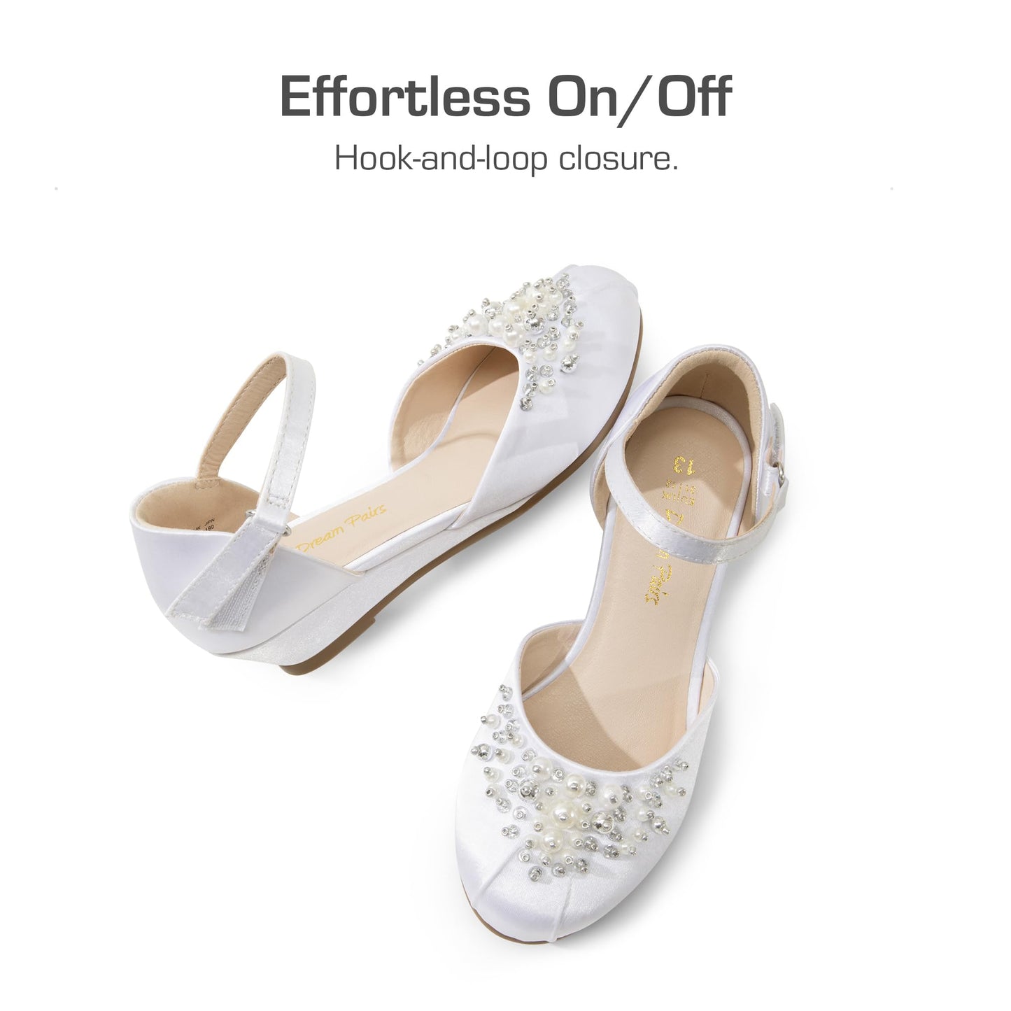 DREAM PAIRS Mädchen Prinzessin Schuhe Schulschuhe Flache Schuhe Kleiderschuhe Absätze niedrige Keilpumps mit Perlen und Strasssteinen