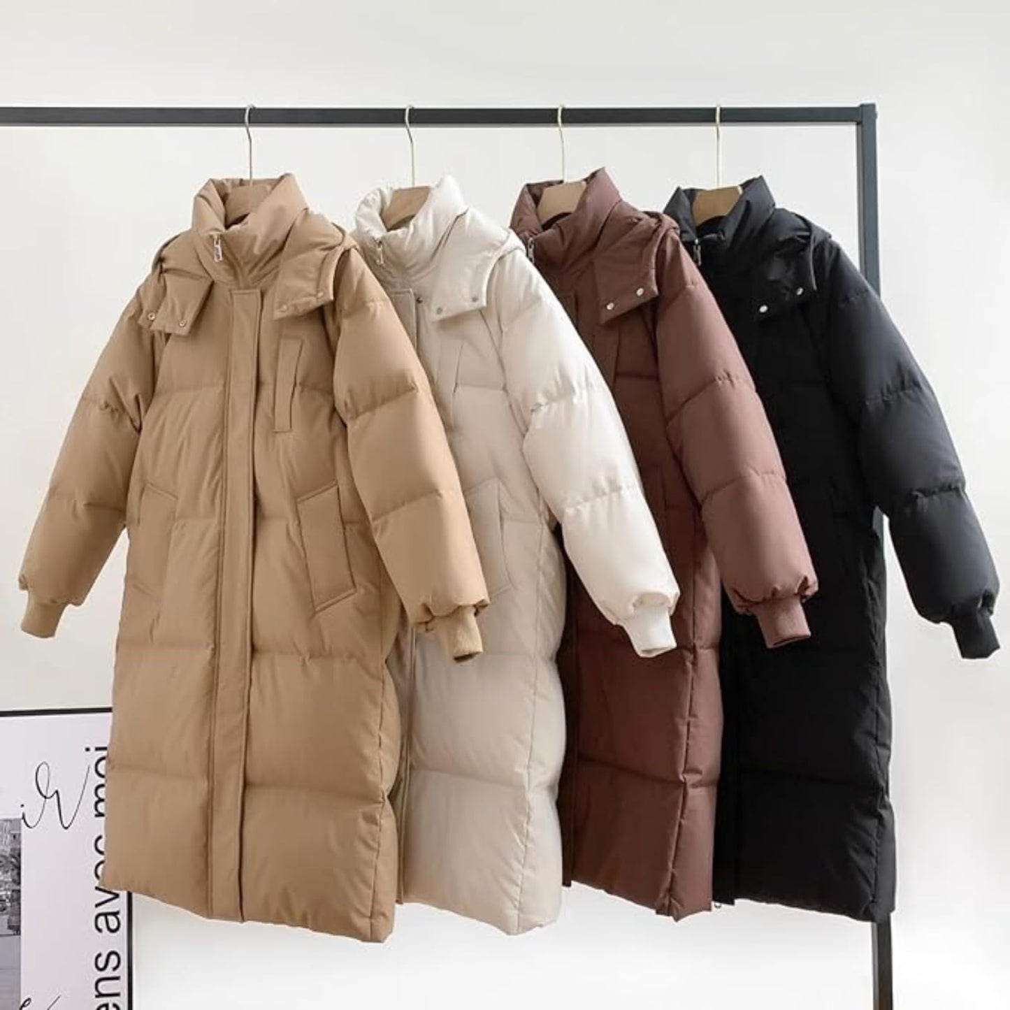 PUFFIT Women's Winter Coat with Hood Warm Waterproof Long Jacket Quilted Coat Female