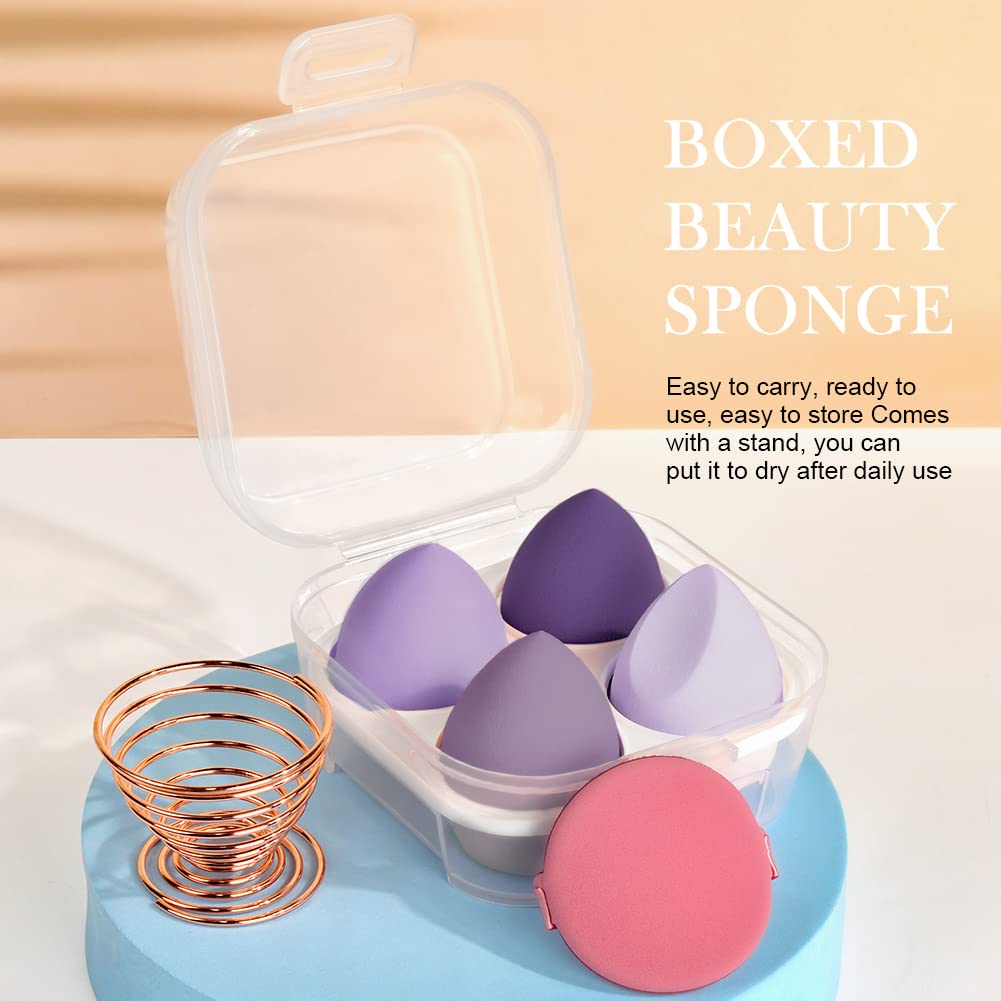 AUAUY 4 PCS Make up Schwamm Set, Foundation Blending Beauty Sponge, Beauty Makeup Schwämme Blender für Flüssigkeit Foundation Puder Sonnenschutz und Creme mit 1 Schwammhalter, 1 Puderquaste