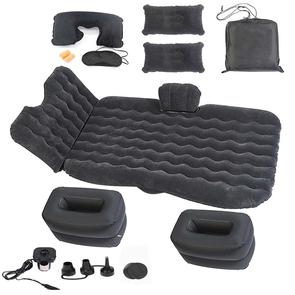 Icelus Auto Matratze SUV Luftmatratze with Luftpumpe 195 * 130 * 15 cm Aufblasbare Camping Kombi Luftbett für Auto Rücksitz Dickere Kofferraum Matratze Bett für Camping Outdoor Traveling