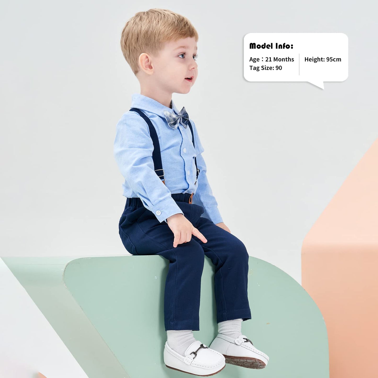 Volunboy Baby Jungen Anzug Set Bekleidung Hemd mit Fliege + Hosenträger Hosen Strampler Anzug
