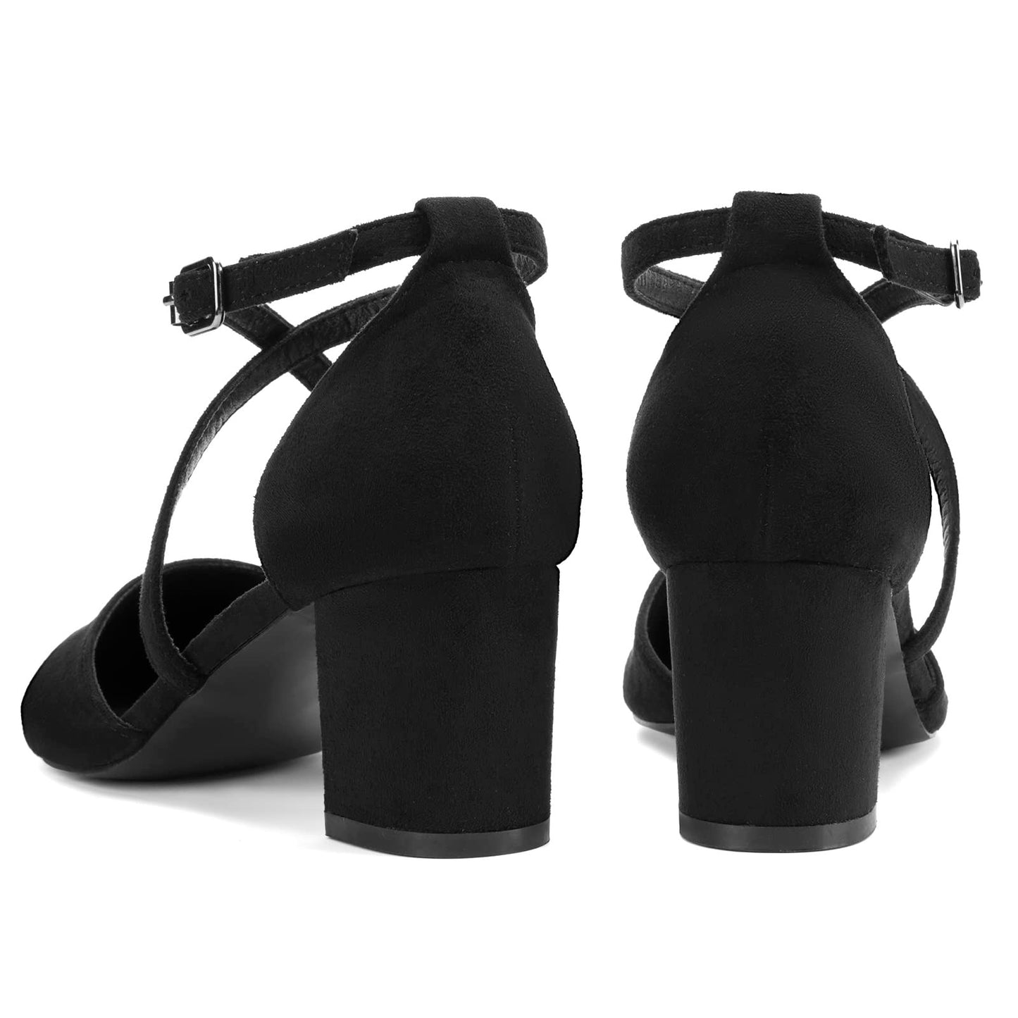 Greatonu Damen Pumps Riemchenpumps Spangenpumps Sandale mit Kreuz Knöchelriemen Blockabsatz Geschlossener Spitze Glitzer Pumps - Perfekt für Hochzeiten und Partys