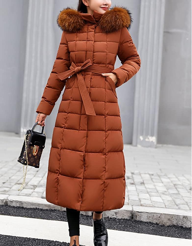 Onsoyours Women's Winter Jacket, Long Down Jacket, Quilted Jacket, Winter Coat, Parka Jacket, Outerwear, Women's Winter Warm Down Coat with Fur Collar