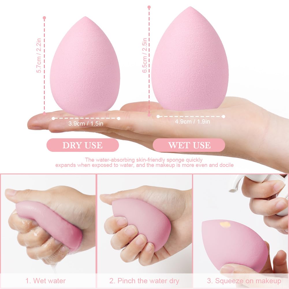 AUAUY 4 PCS Make up Schwamm Set, Foundation Blending Beauty Sponge, Beauty Makeup Schwämme Blender für Flüssigkeit Foundation Puder Sonnenschutz und Creme mit 1 Schwammhalter, 1 Puderquaste