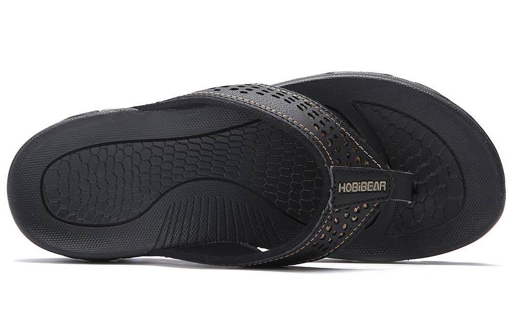 HOBIBEAR Herren Flip Flops Zehentrenner Arch Support Outdoor Sandalen Sommer Beach Surfen Sommerschuhe Rutschfest Hausschuhe Pantoletten