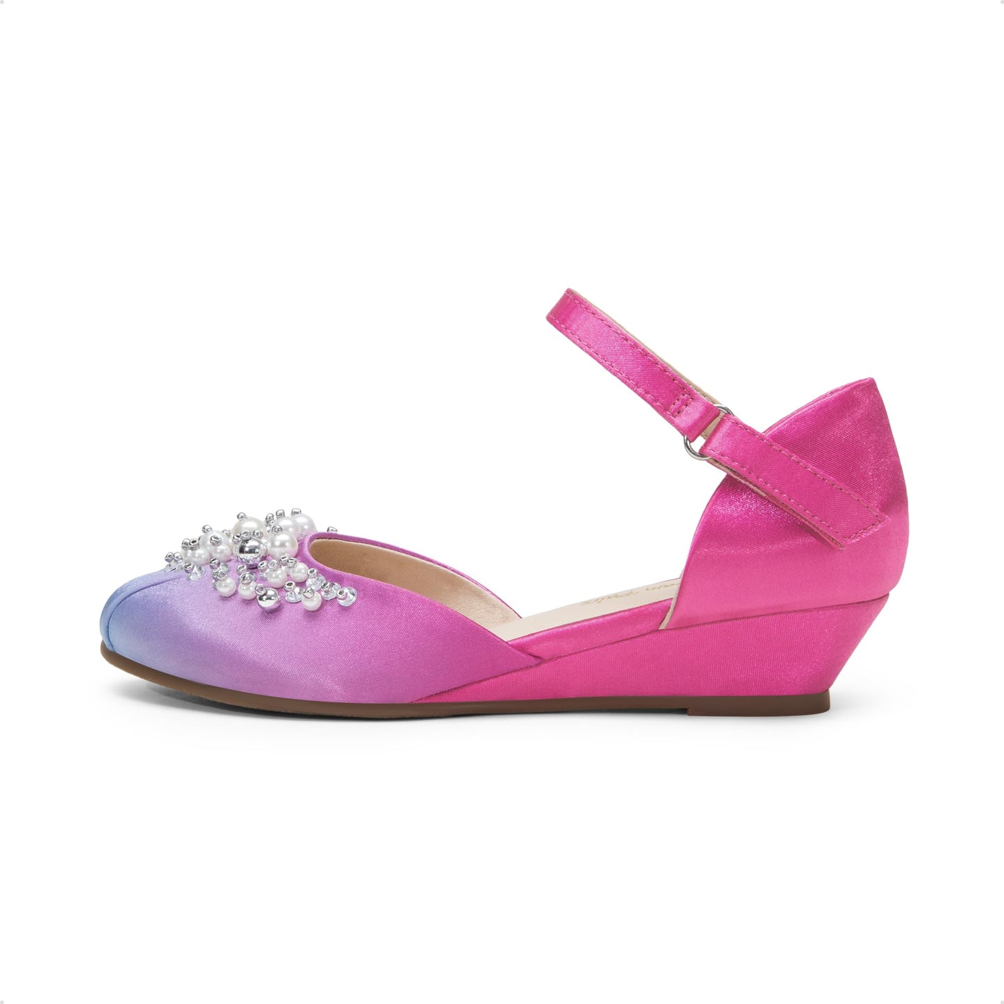 DREAM PAIRS Mädchen Prinzessin Schuhe Schulschuhe Flache Schuhe Kleiderschuhe Absätze niedrige Keilpumps mit Perlen und Strasssteinen