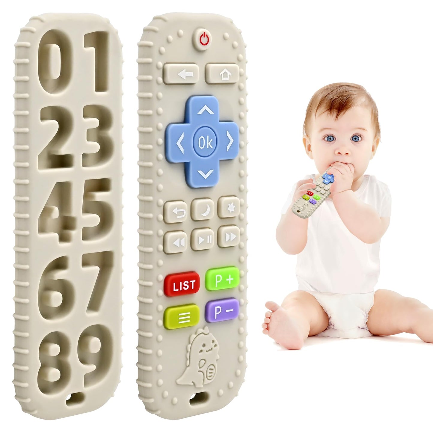 Zahnen Beißringe Spielzeug für Babys 0-6-12 Monate Geschenke, Fernbedienung Baby Zahnungshilfe für 3 6 9 Monate Kleinkind Autismus, Lebensmittelqualität Silikon Badespielzeug, Schwarz