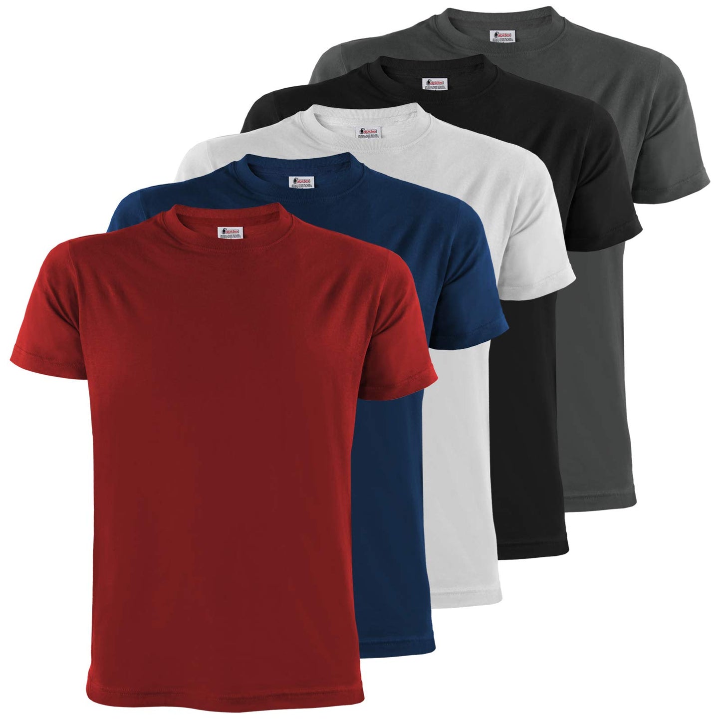 ALPIDEX Herren T-Shirts 5er Set Rundhals einfarbig S M L XL XXL 3XL 4XL 5XL