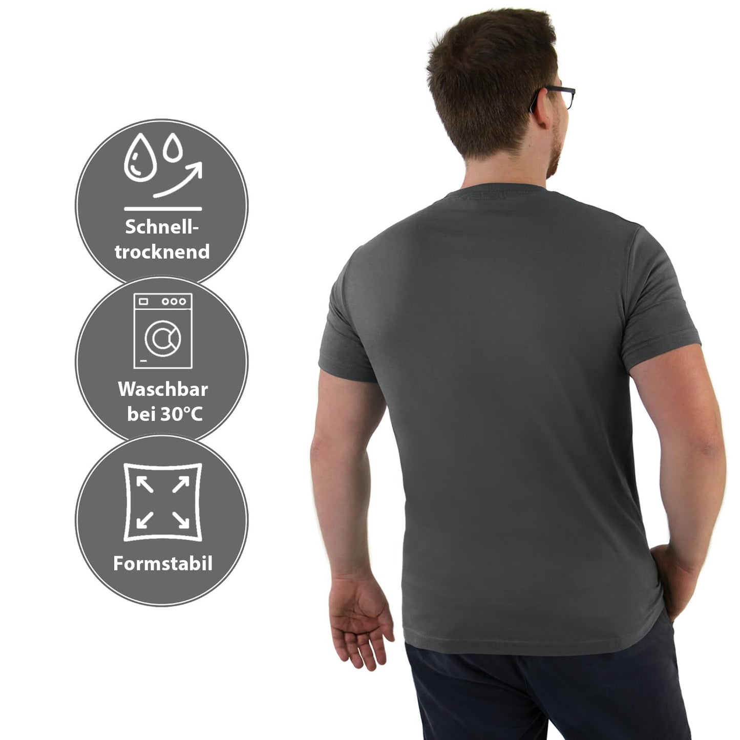 ALPIDEX Herren T-Shirts 5er Set Rundhals einfarbig S M L XL XXL 3XL 4XL 5XL
