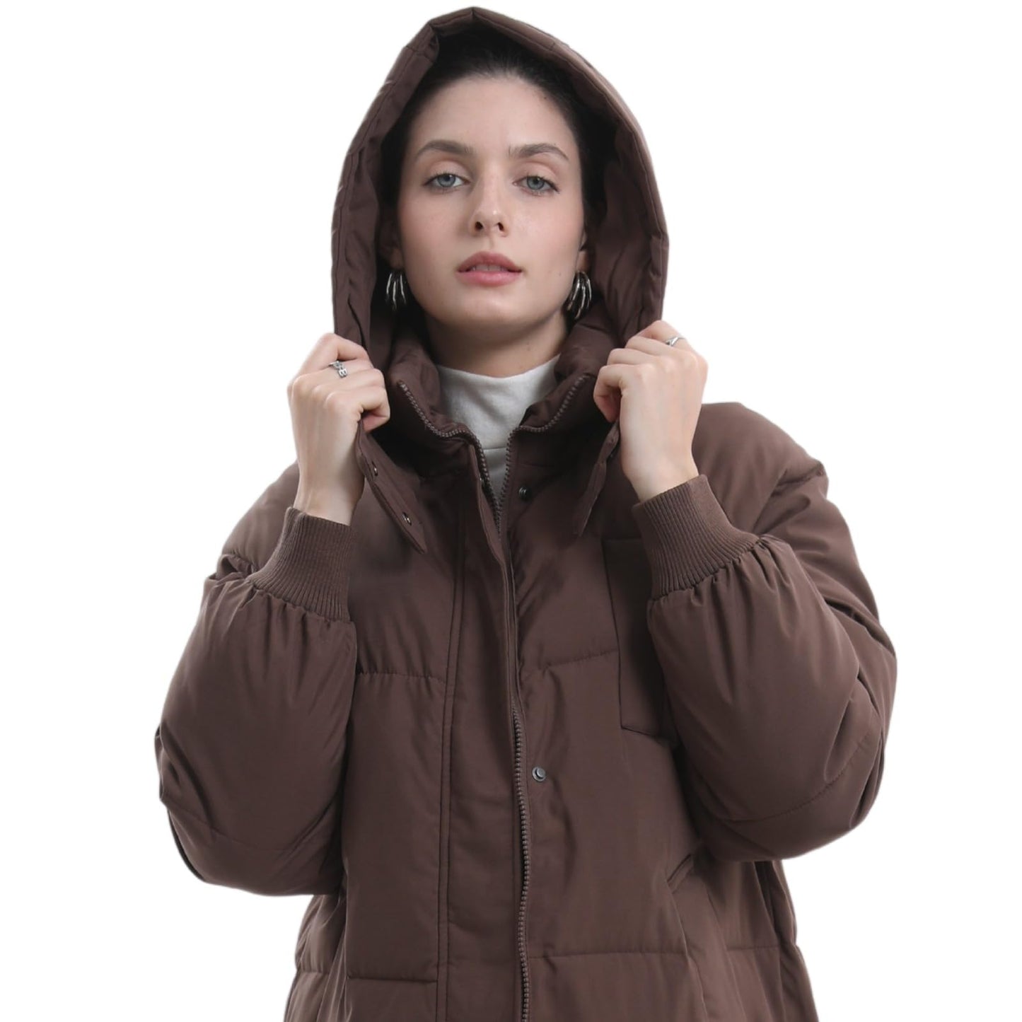 PUFFIT Women's Winter Coat with Hood Warm Waterproof Long Jacket Quilted Coat Female