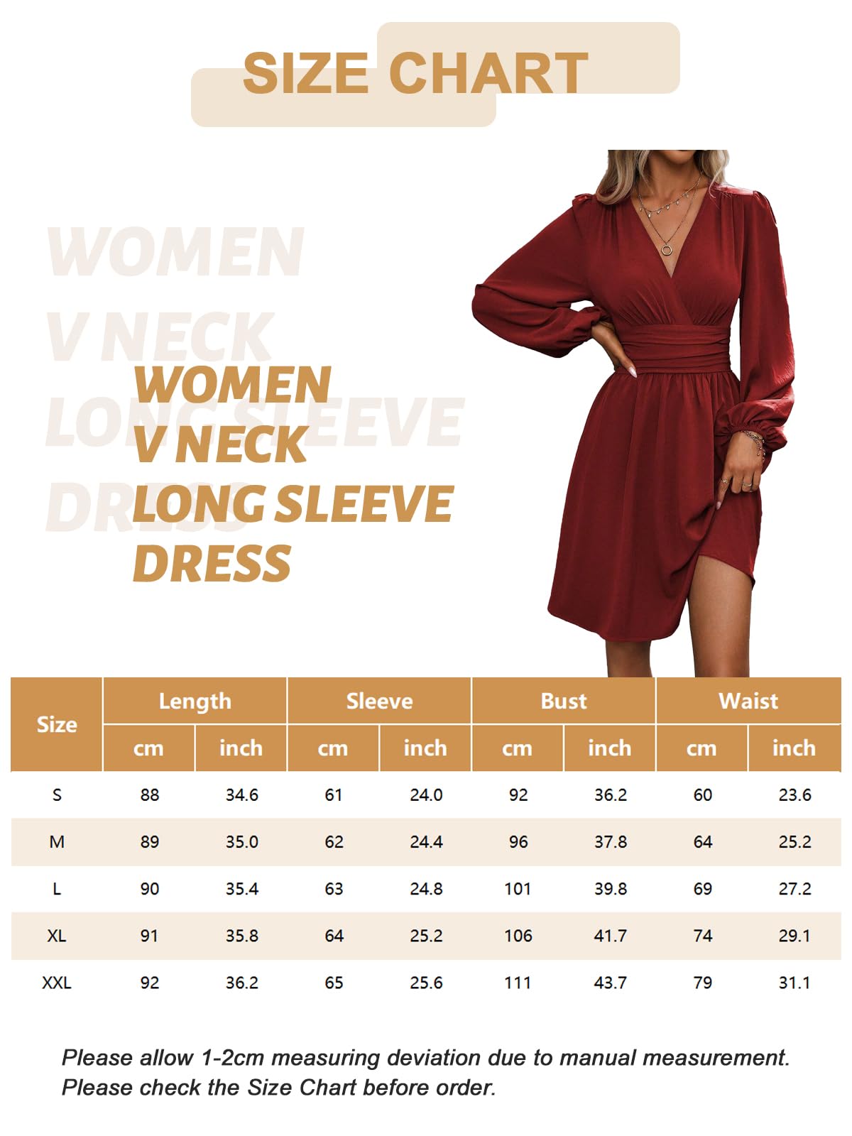 LIAMERHE Damen Elegant Kleid Langarm/Kurze Ärmel V-Ausschnitt Casual Kleider A-Linie Blumenmuster Minikleid Freizeitkleider Sommer Herbst Winter Laternenärmeln Kleid Partykleid