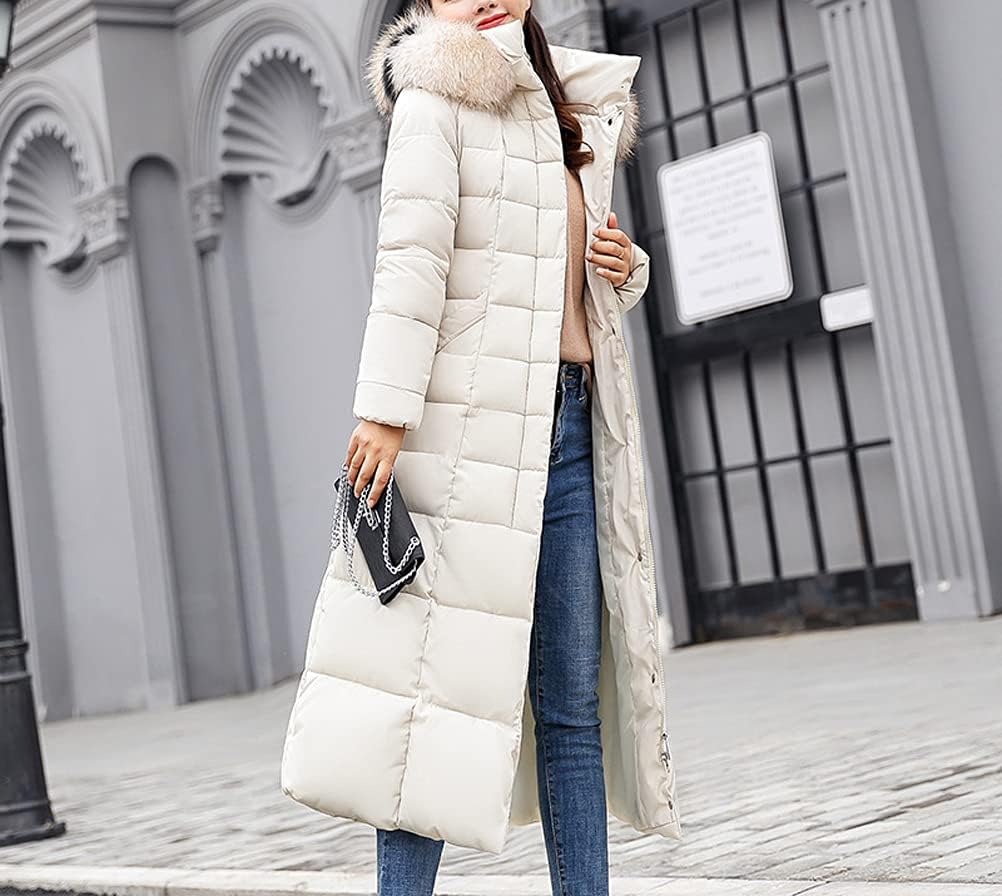Onsoyours Women's Winter Jacket, Long Down Jacket, Quilted Jacket, Winter Coat, Parka Jacket, Outerwear, Women's Winter Warm Down Coat with Fur Collar