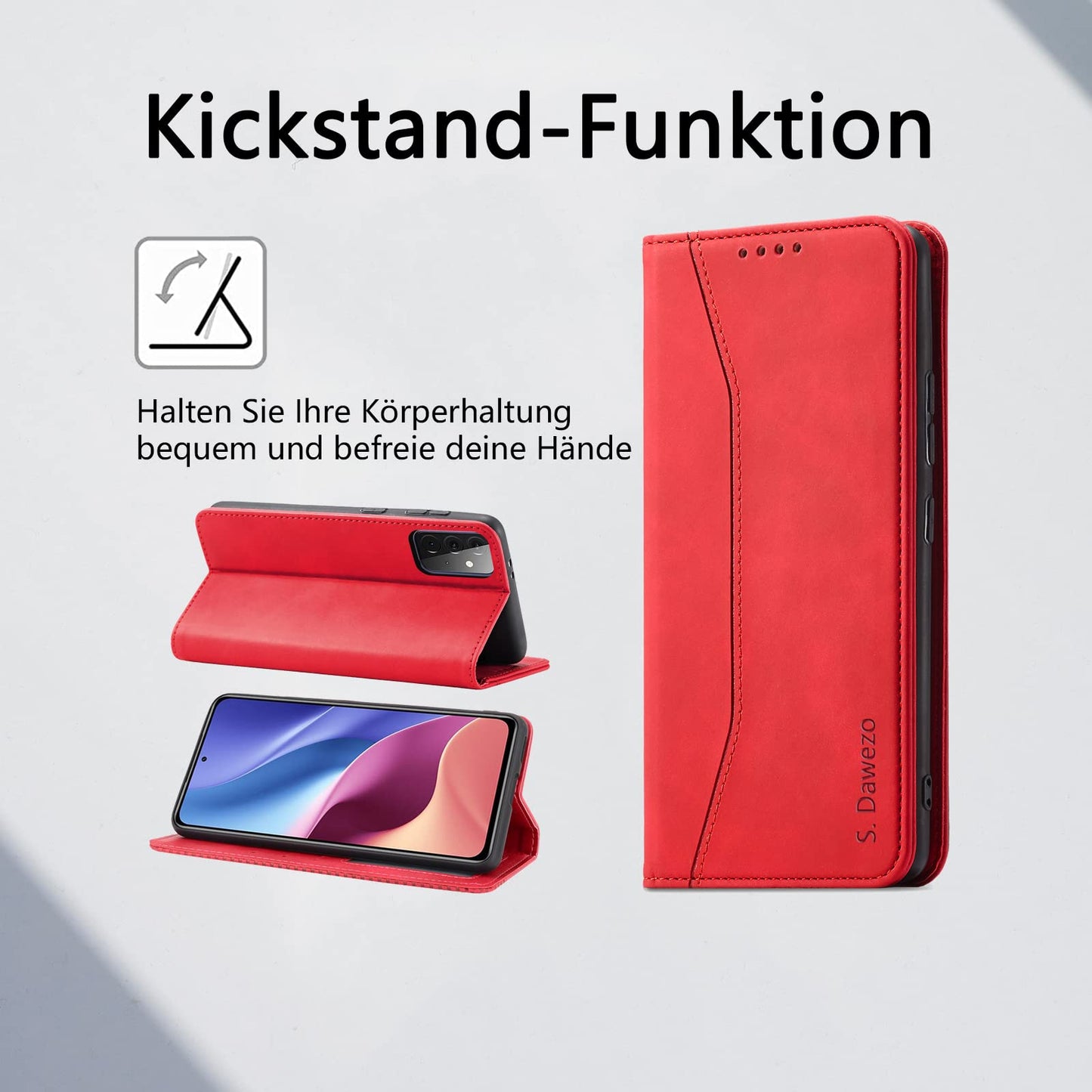 S. Dawezo Hülle für Samsung Galaxy S22 Plus, Premium Leder magnetische Handyhülle mit Ständer, Kartenfach und Brieftasche, Shock Absorbing, kompatibel mit Samsung S22 Plus-Kaffee