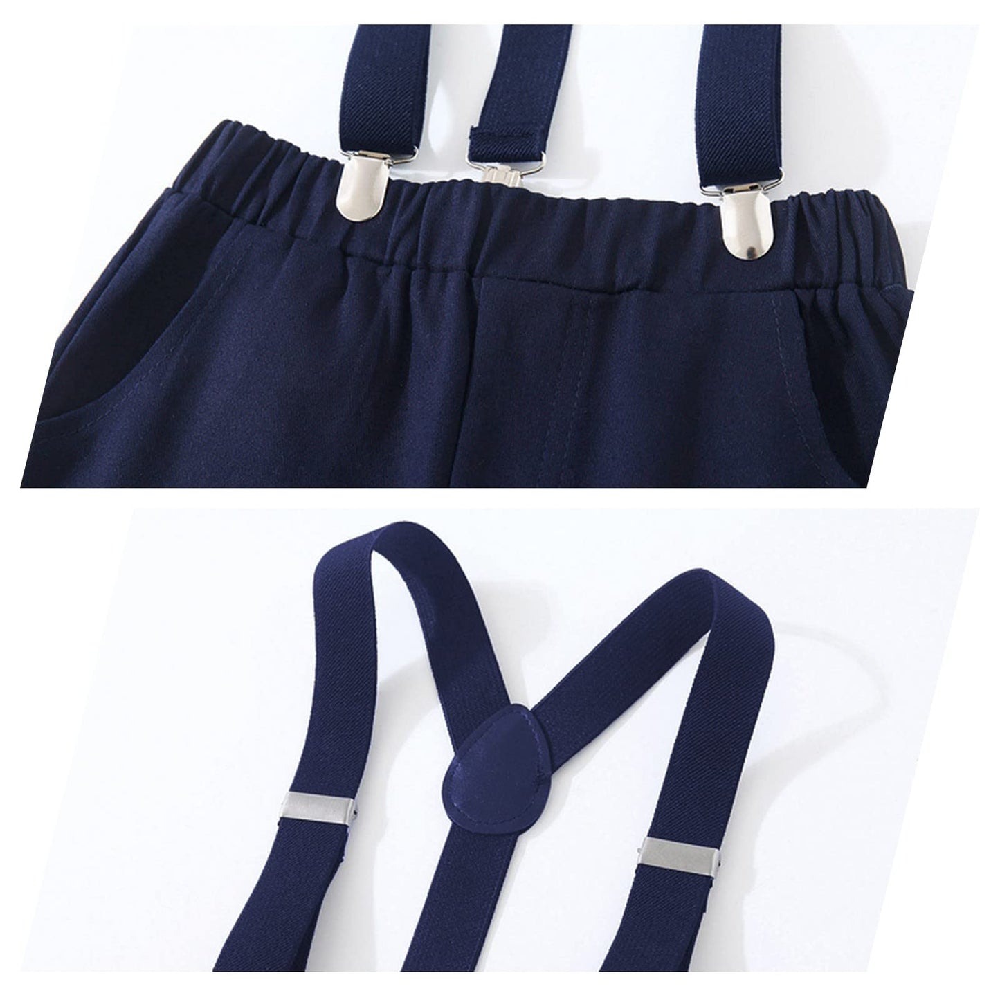 Volunboy Baby Jungen Anzug Set Bekleidung Hemd mit Fliege + Hosenträger Hosen Strampler Anzug