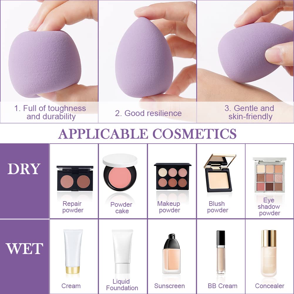AUAUY 4 PCS Make up Schwamm Set, Foundation Blending Beauty Sponge, Beauty Makeup Schwämme Blender für Flüssigkeit Foundation Puder Sonnenschutz und Creme mit 1 Schwammhalter, 1 Puderquaste