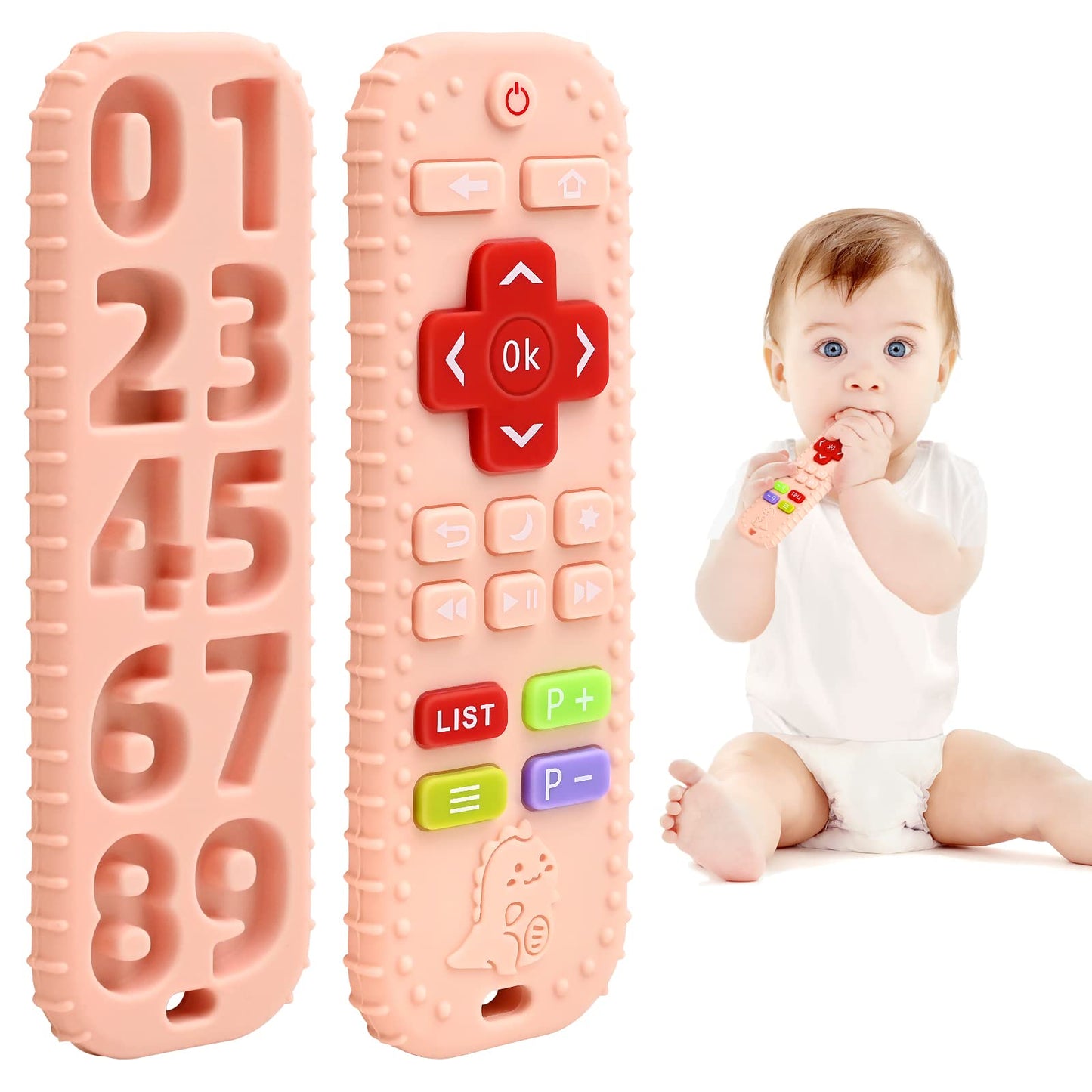 Zahnen Beißringe Spielzeug für Babys 0-6-12 Monate Geschenke, Fernbedienung Baby Zahnungshilfe für 3 6 9 Monate Kleinkind Autismus, Lebensmittelqualität Silikon Badespielzeug, Schwarz