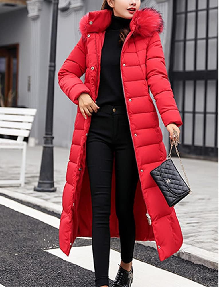 Onsoyours Women's Winter Jacket, Long Down Jacket, Quilted Jacket, Winter Coat, Parka Jacket, Outerwear, Women's Winter Warm Down Coat with Fur Collar