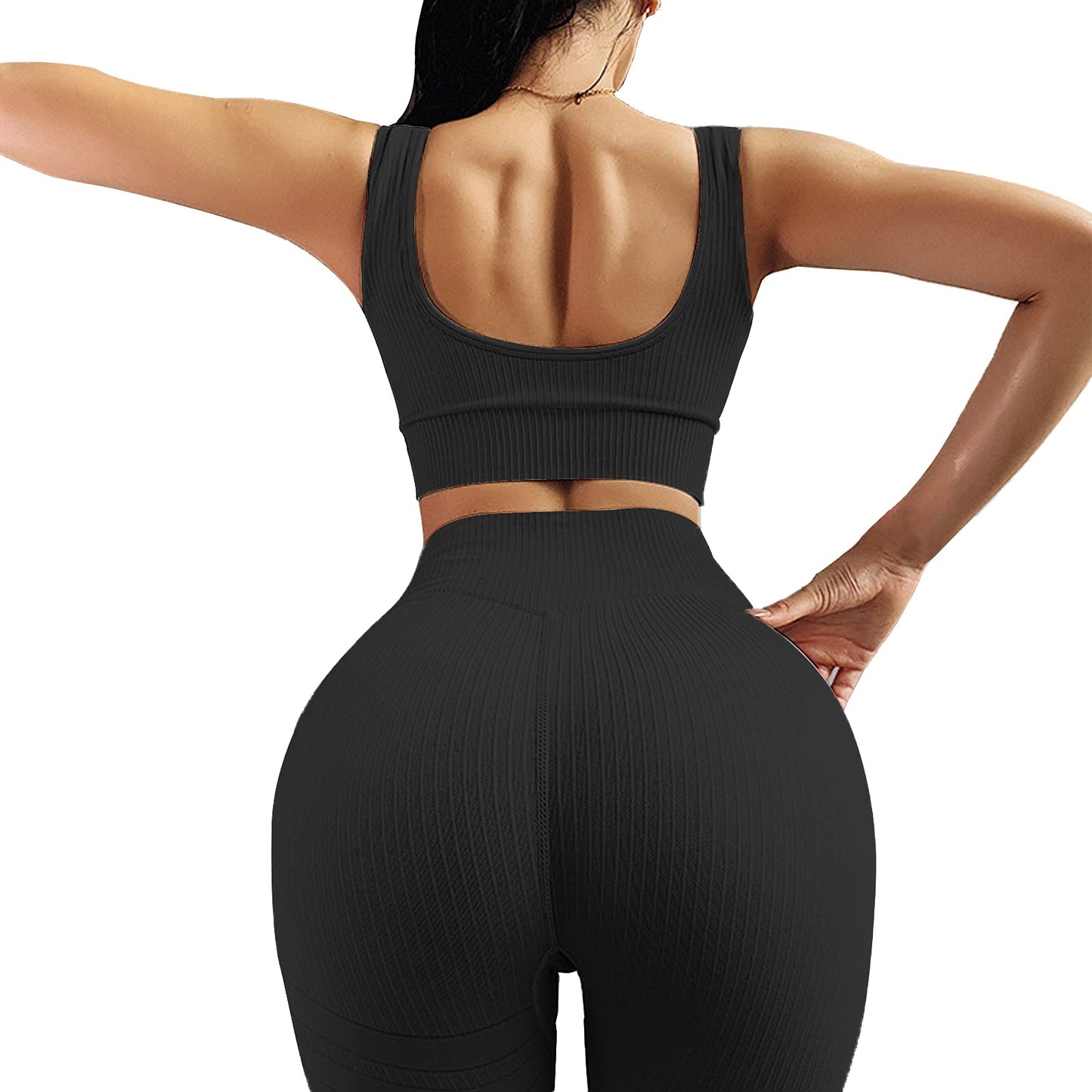 JN JANPRINT Workout-Outfits für Frauen 2-Teiliges Set,Nahtlos Yoga-Outfits Hohe Taille Leggings+Sport-BH Damen Trainingsanzüge Set