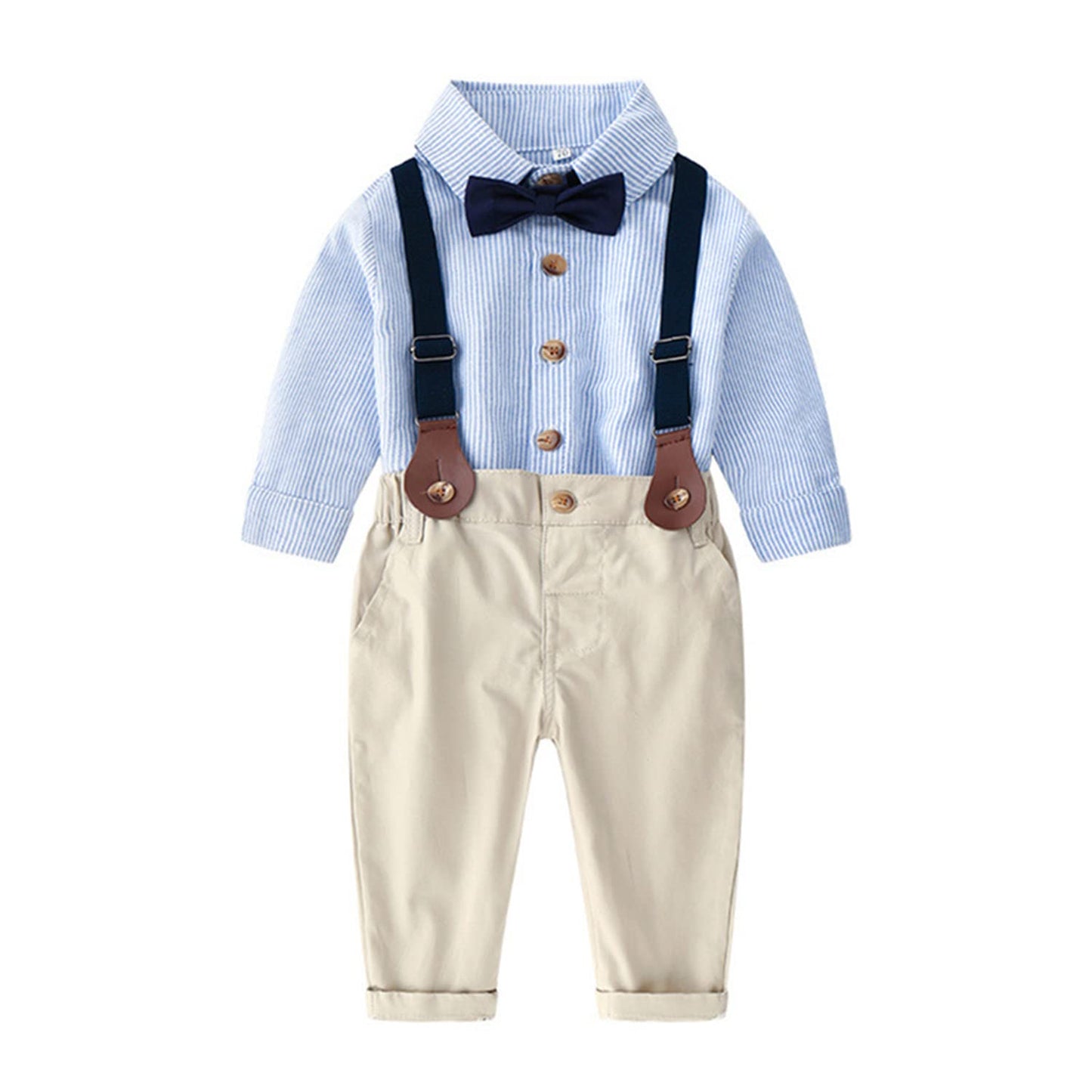 Volunboy Baby Jungen Anzug Set Bekleidung Hemd mit Fliege + Hosenträger Hosen Strampler Anzug