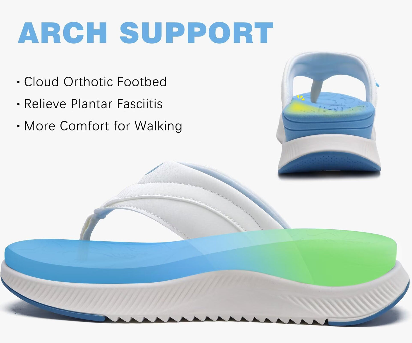 ONCAI Damen orthopädische Kissen Flip Flops Erholung Walking Sandalen für Damen mit Arch Support Sommer bequem Slip On Flip Flops für Damen Größe 36-43