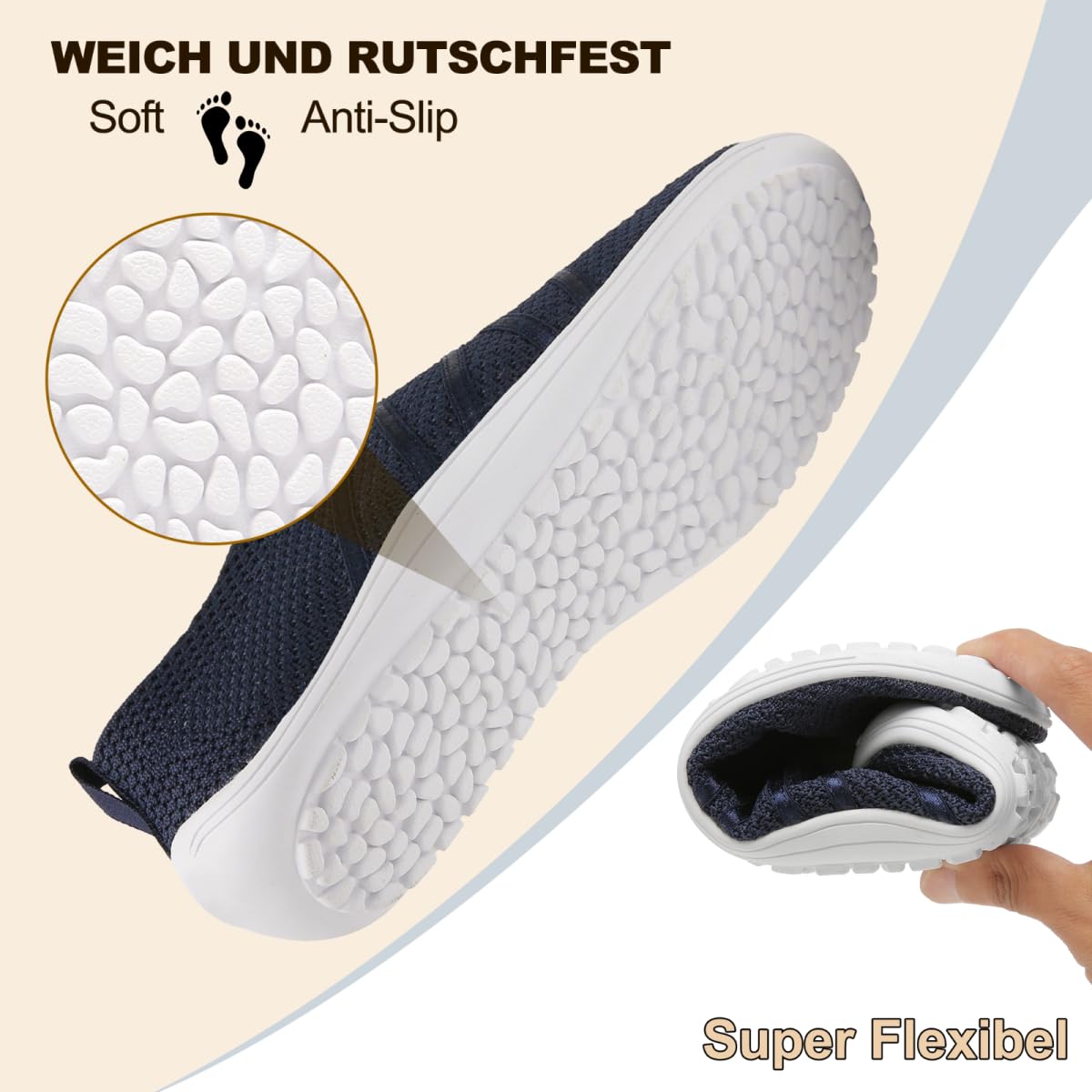 Merdoo Barfußschuhe Damen Herren Bequeme Barfuss Schuhe Damen Slip On Sneakers Weich Sportschuhe Leicht Turnschuhe rutschfest Hausschuhe Atmungsaktiv Barfussschuhe Sommerschuhe Unisex 37-45EU