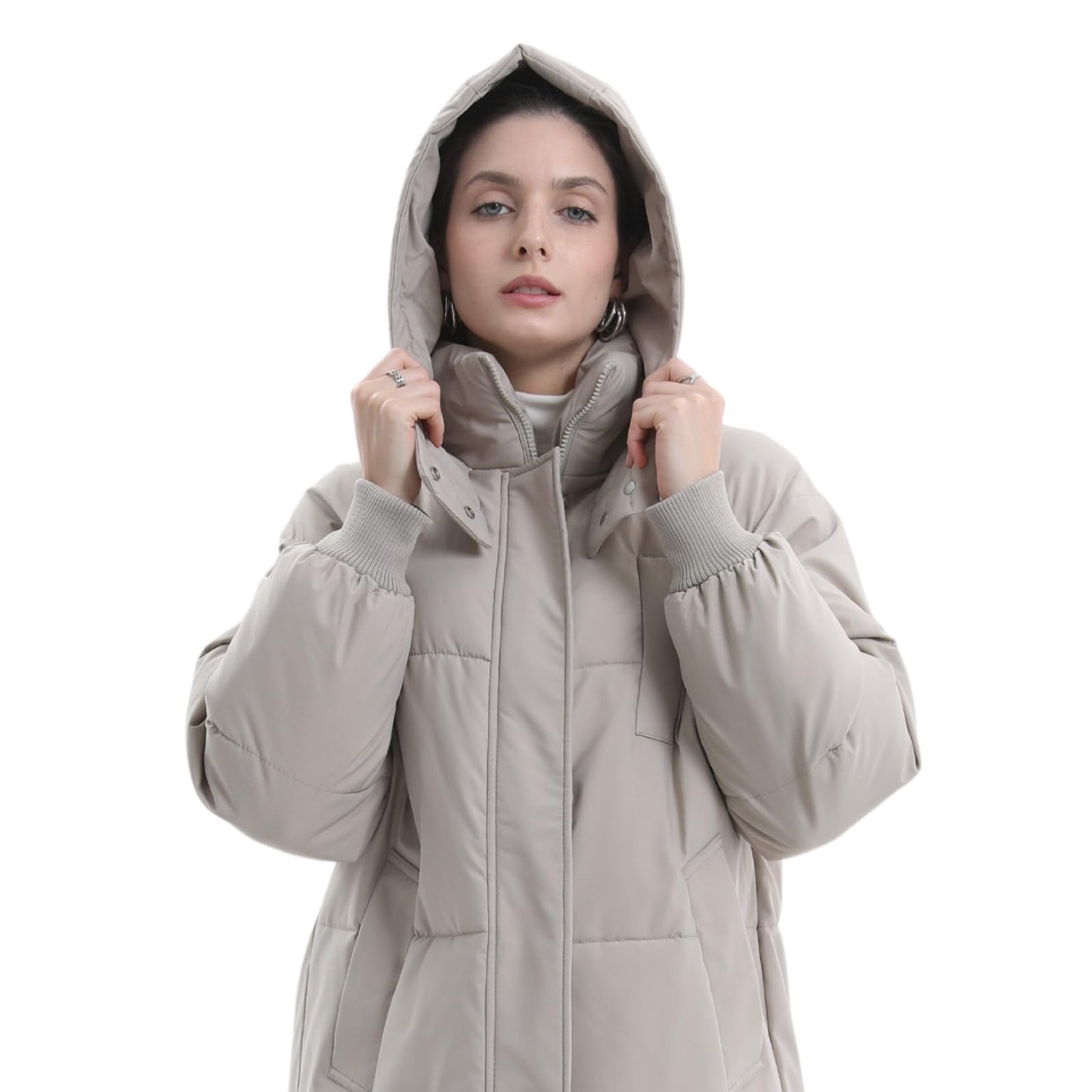 PUFFIT Women's Winter Coat with Hood Warm Waterproof Long Jacket Quilted Coat Female