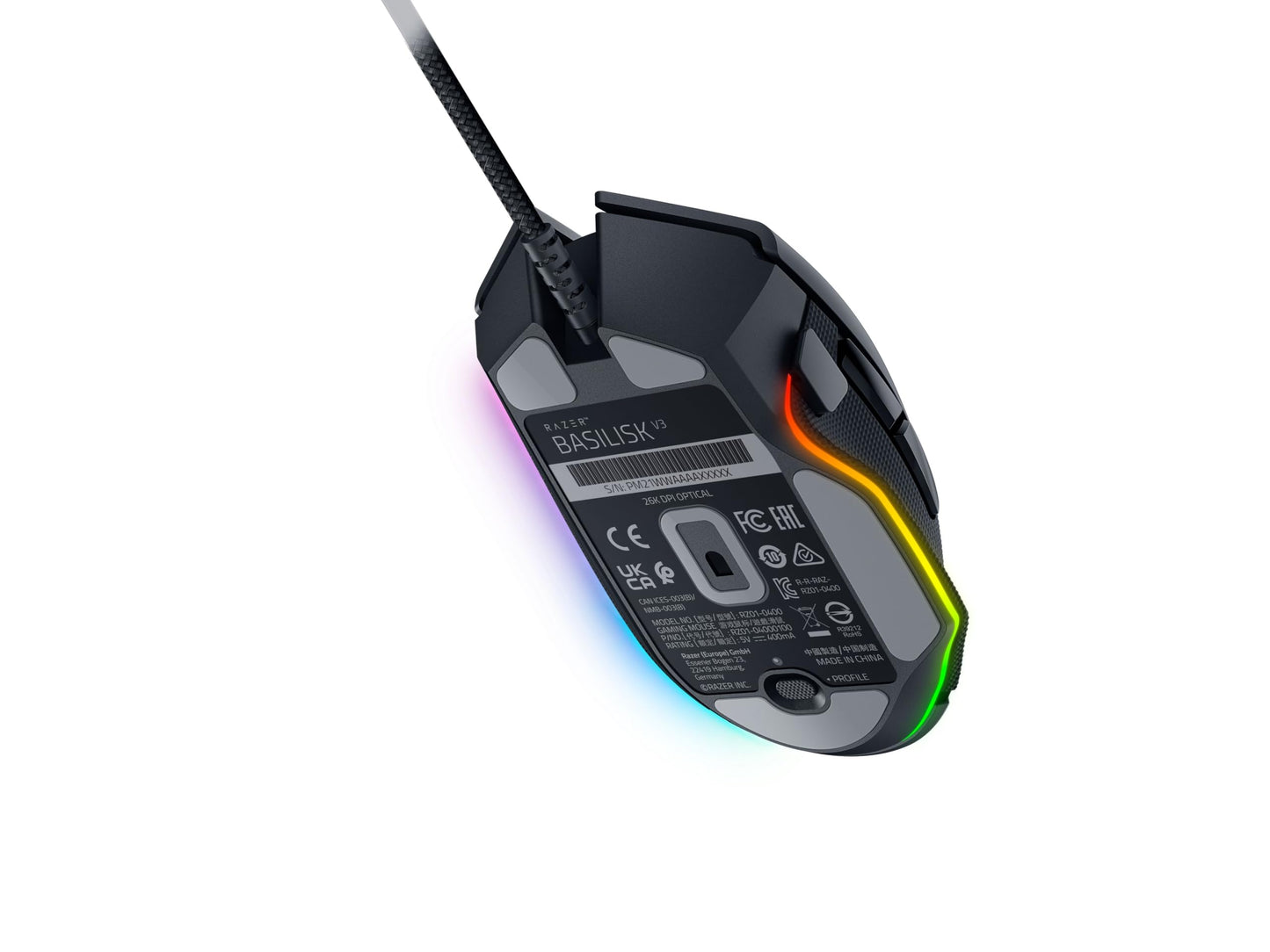 Razer Basilisk V3 - Kabelgebundene, anpassbare Gaming Maus mit Chroma RGB für PC/Mac (10+1 programmierbare Tasten, neigbares HyperScroll Mausrad, ergonomisches Design) Schwarz