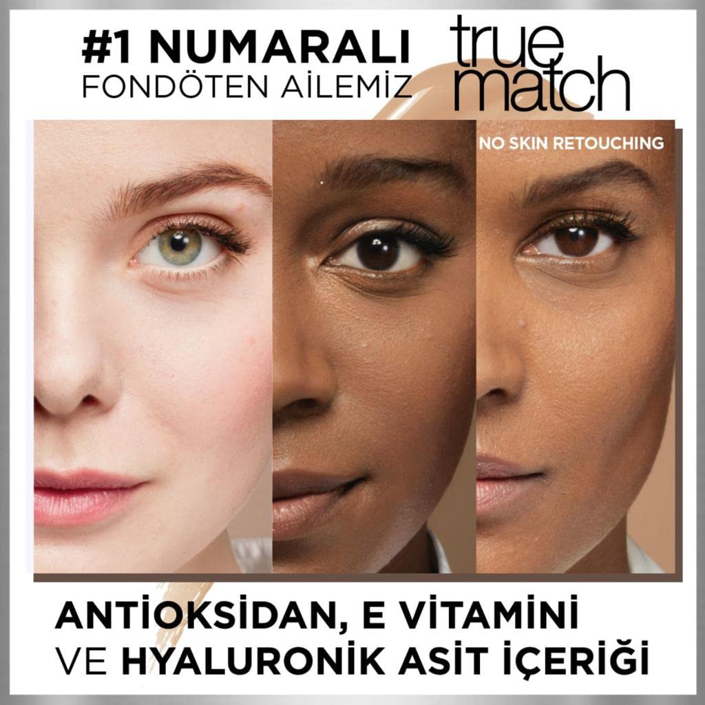 L'Oréal Paris Make up, Flüssige Foundation mit Hyaluron und Aloe Vera, True Match Make-Up, Nr. 5.N Sand, 30 ml