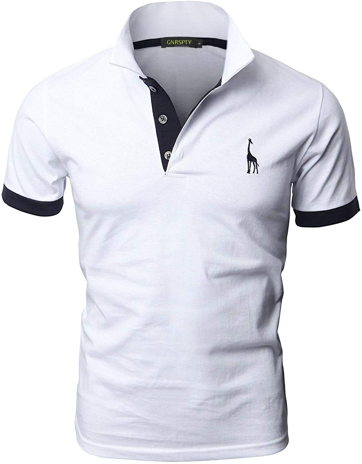 GNRSPTY Poloshirt Herren Kurzarm Polohemd Giraffe Stickerei Einfarbig T-Shirt M-3XL
