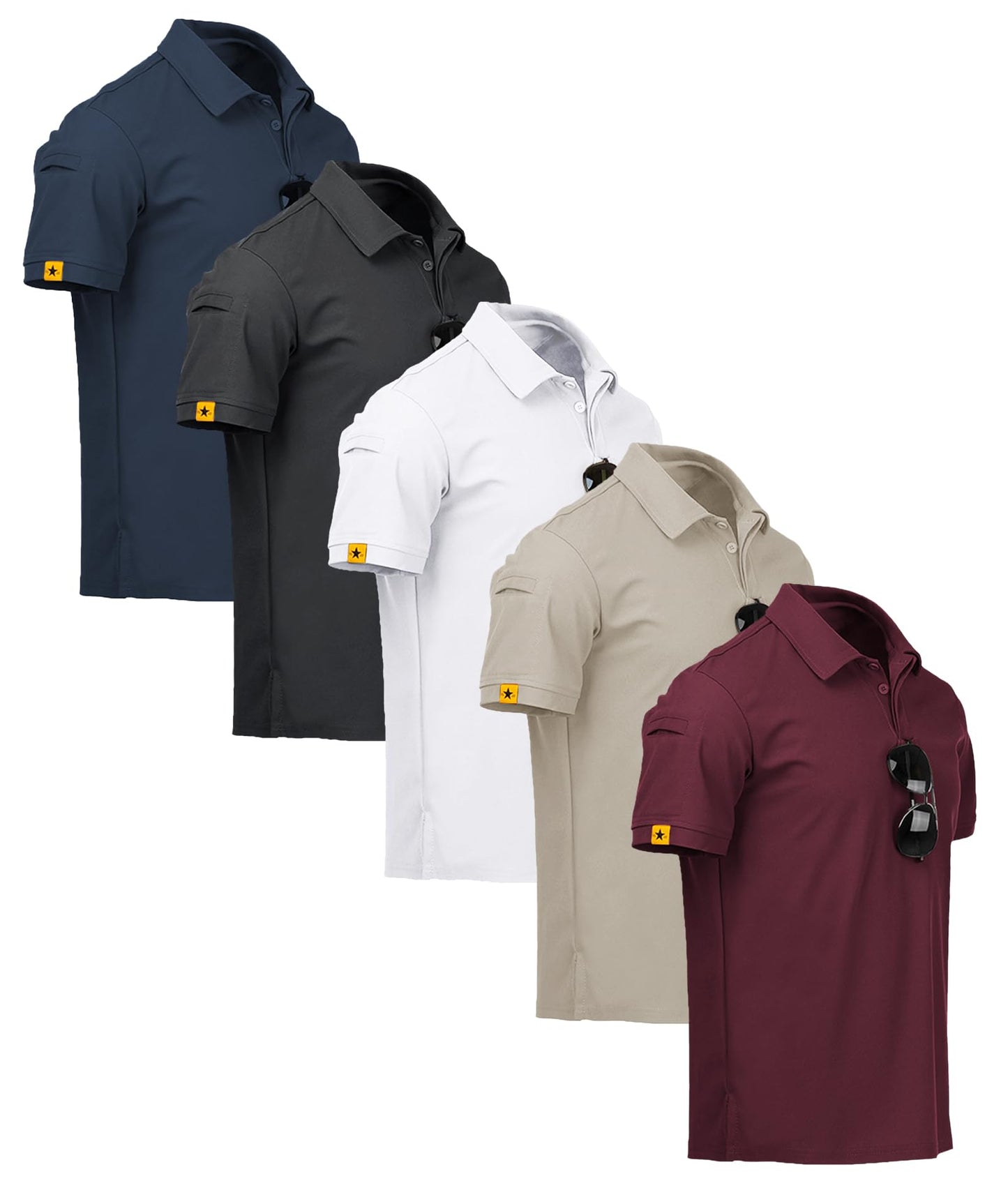 ZITY Pack of 5 Polo Shirts Men's Short Sleeve Quick-Drying Breathable T-Shirt Men Summer Polo Shirt Sports Shirt Regular Fit Golf Polo Shirts for Men