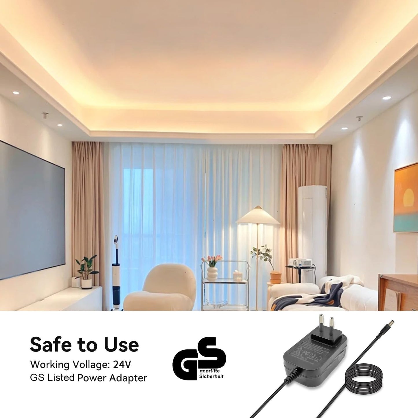 BUNACET COB RGB LED Strip 6M 24V Dimmbar, LED Streifen 3456 LEDs, Leiste Band Stripes Lichtband mit Netzteil RF Fernbedienung & APP Bluetooth für Küche Schlafzimmer Deko