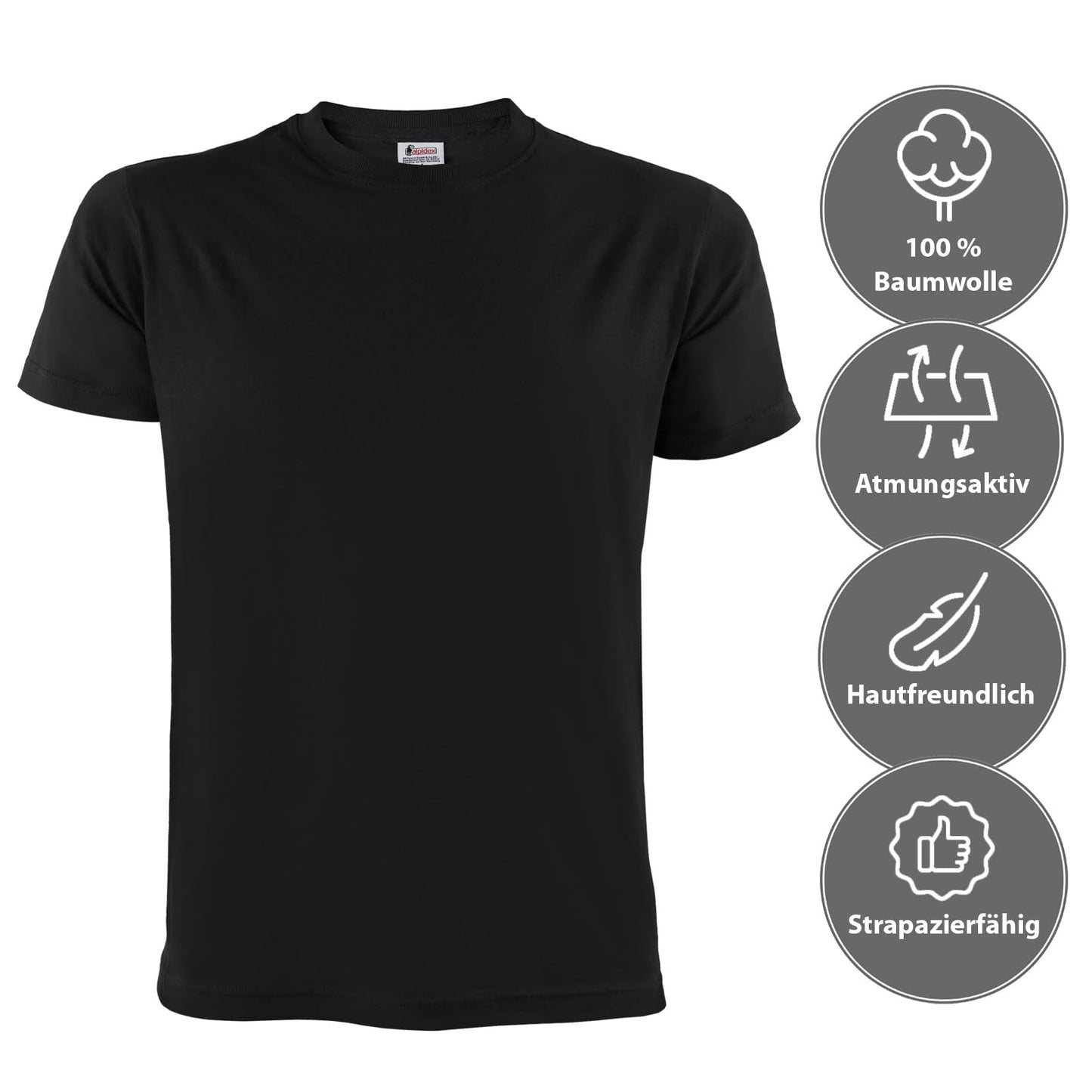 ALPIDEX Herren T-Shirts 5er Set Rundhals einfarbig S M L XL XXL 3XL 4XL 5XL