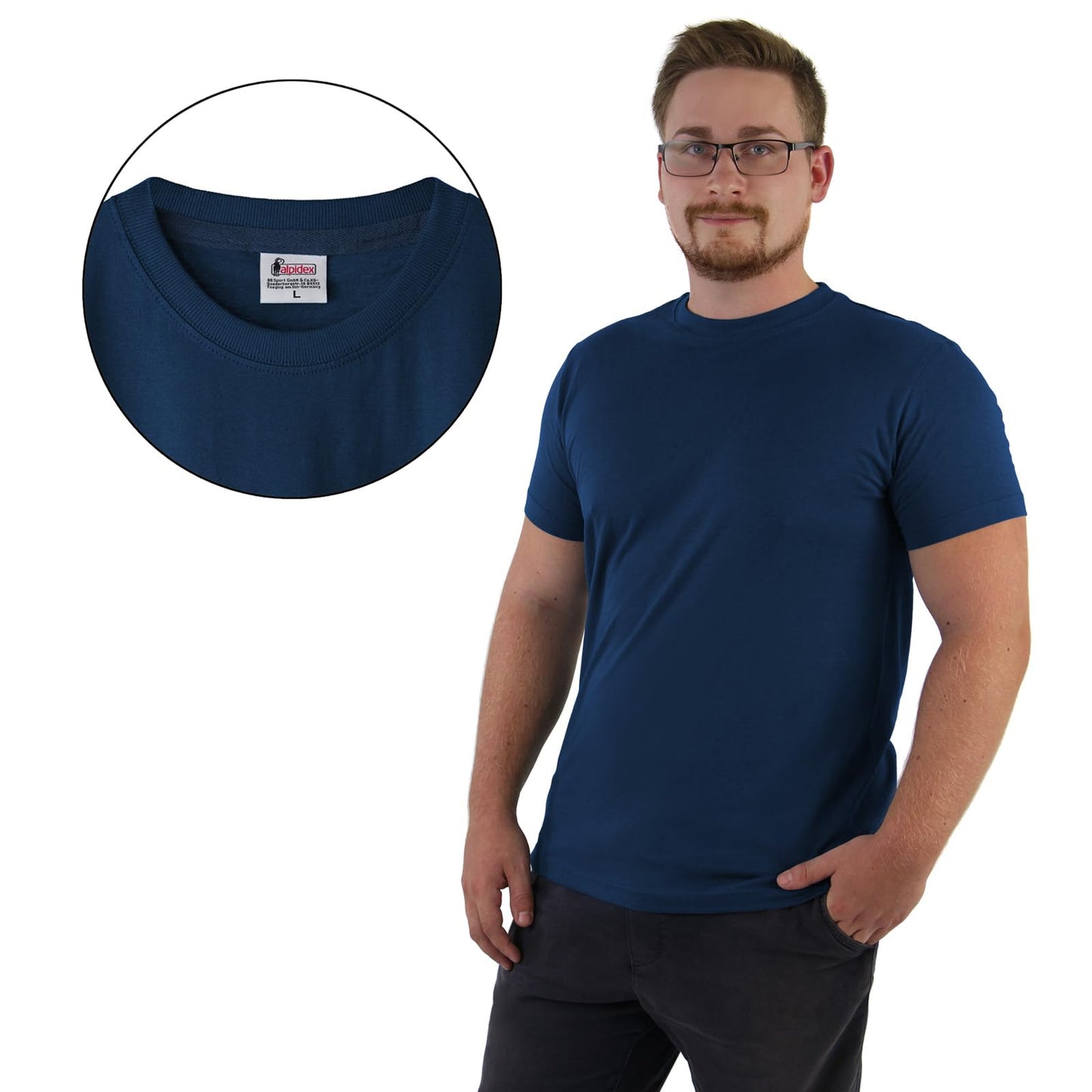ALPIDEX Herren T-Shirts 5er Set Rundhals einfarbig S M L XL XXL 3XL 4XL 5XL