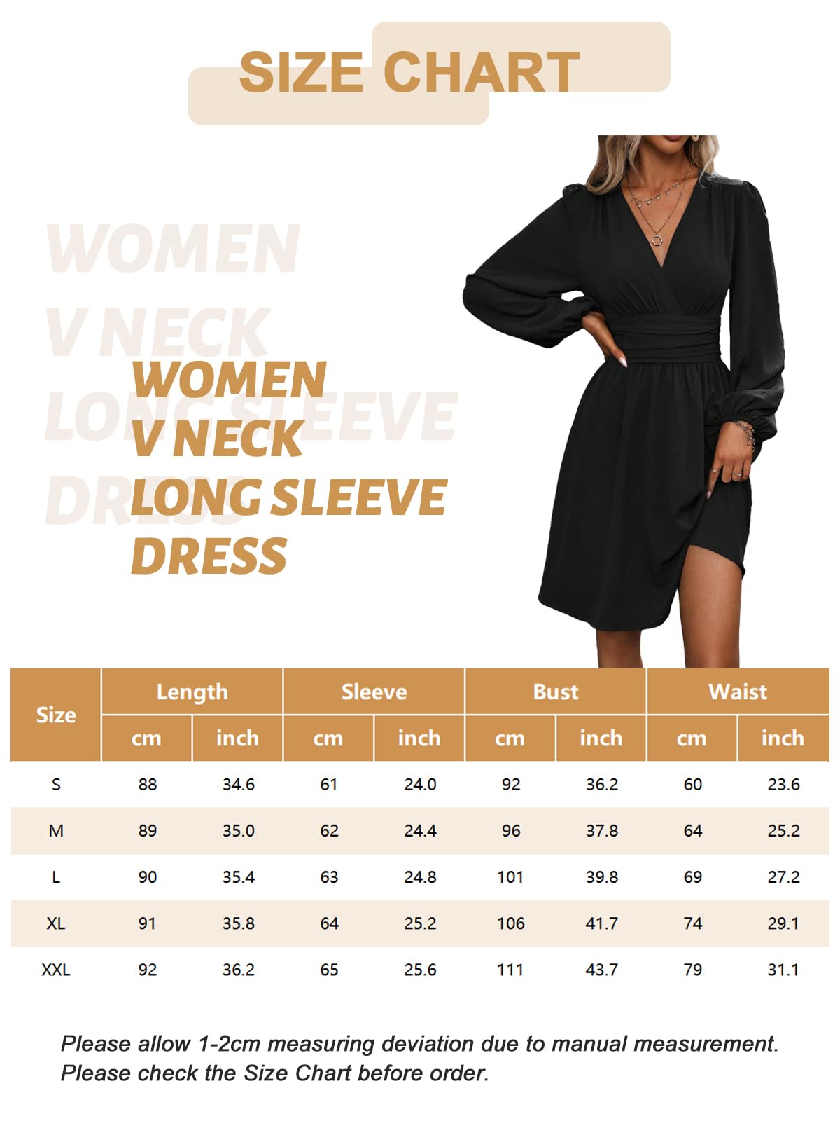 LIAMERHE Damen Elegant Kleid Langarm/Kurze Ärmel V-Ausschnitt Casual Kleider A-Linie Blumenmuster Minikleid Freizeitkleider Sommer Herbst Winter Laternenärmeln Kleid Partykleid