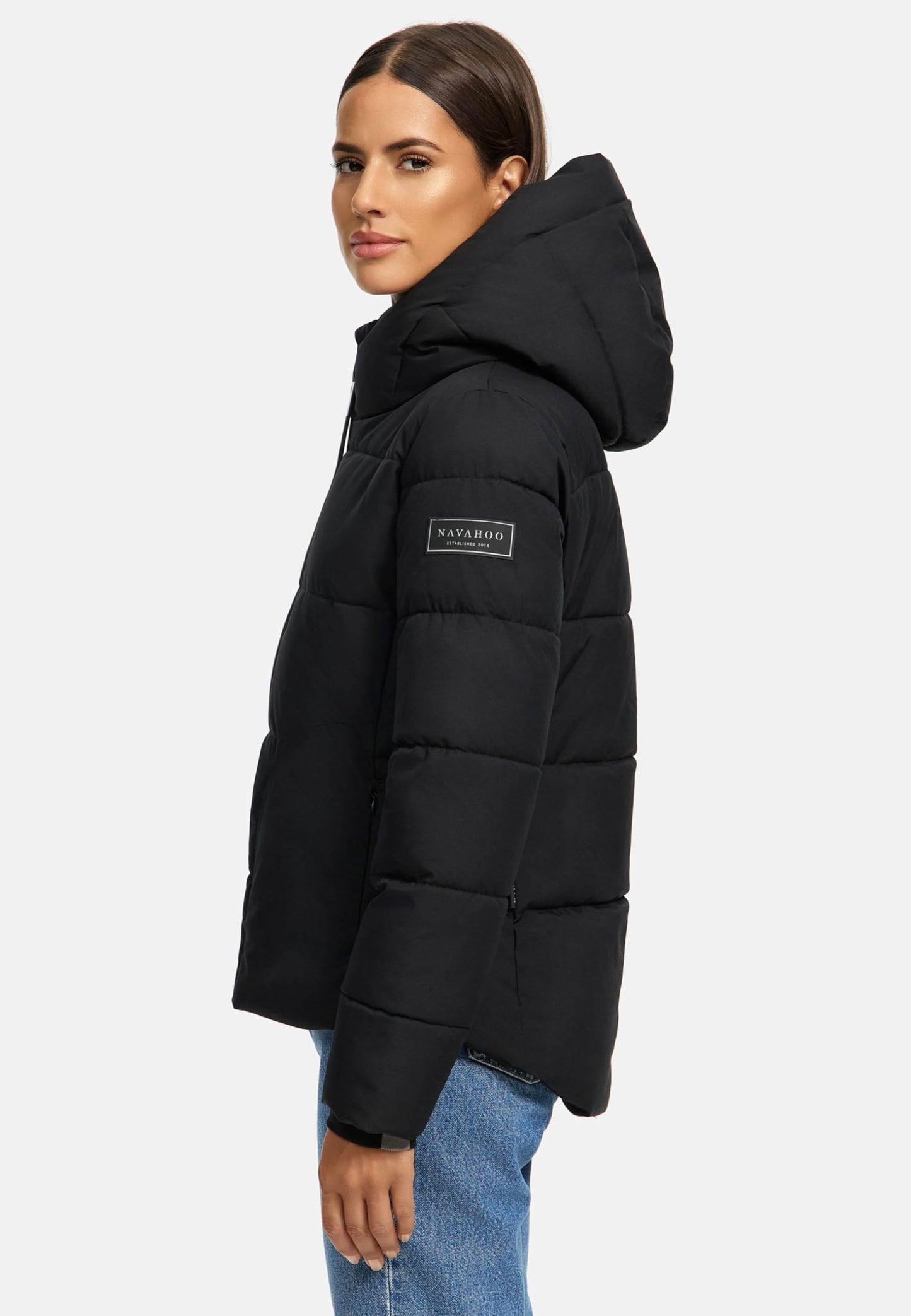 Navahoo Damen Winterjacke (XS-XXL) - Wasserabweisend, hochstehender und gefütterter Kragen, große Kapuze, Steppjacke, Warme Jacke Frauen - N004