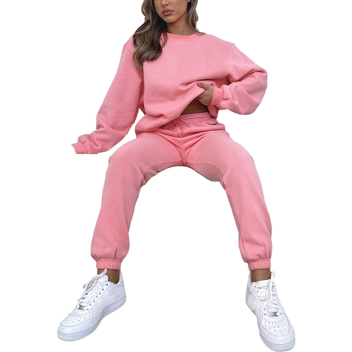 amropi Trainingsanzug Damen Pullover Sweatshirt und Jogginghose Warm Vlies Kleidungsset