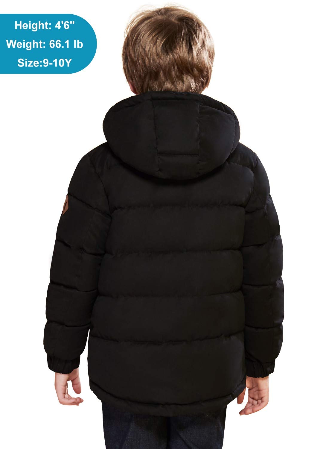 SOLOCOTE Boys' Winter Coat Lightweight Thickened Winter Jacket Warm Soft Puffy Cotton Outwear with Hood
