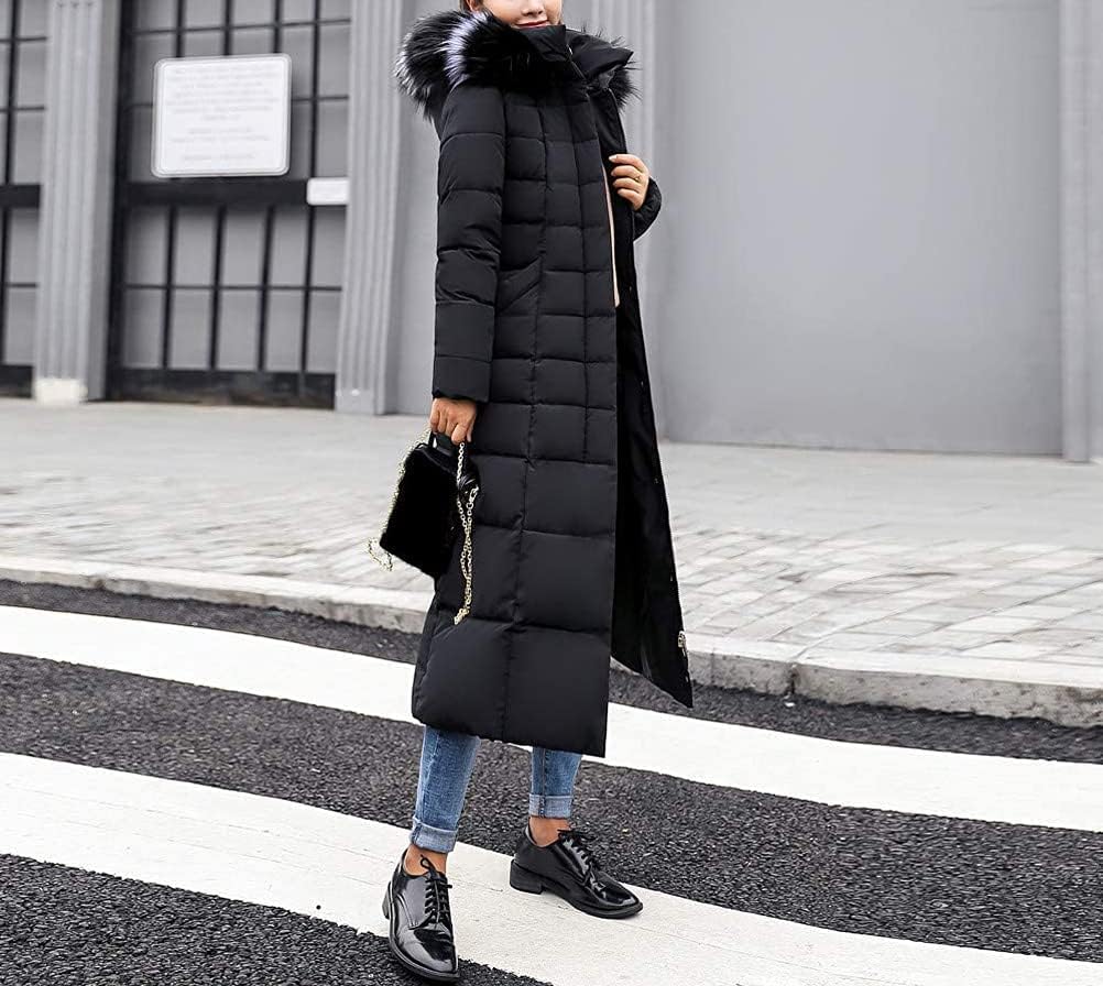 Onsoyours Women's Winter Jacket, Long Down Jacket, Quilted Jacket, Winter Coat, Parka Jacket, Outerwear, Women's Winter Warm Down Coat with Fur Collar